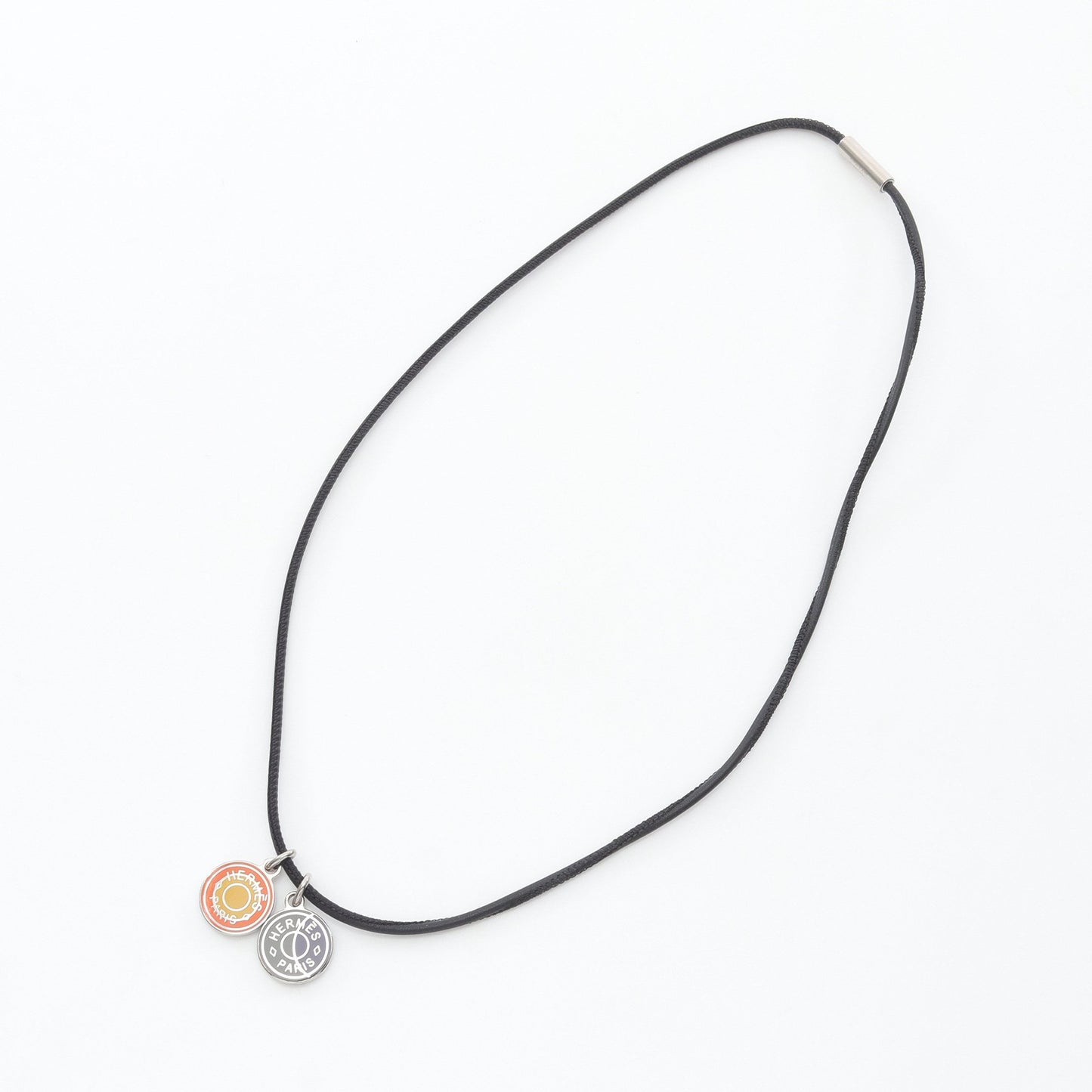 エクリプス ネックレス レザー ブラック シルバー エルメス アクセサリー HERMES
