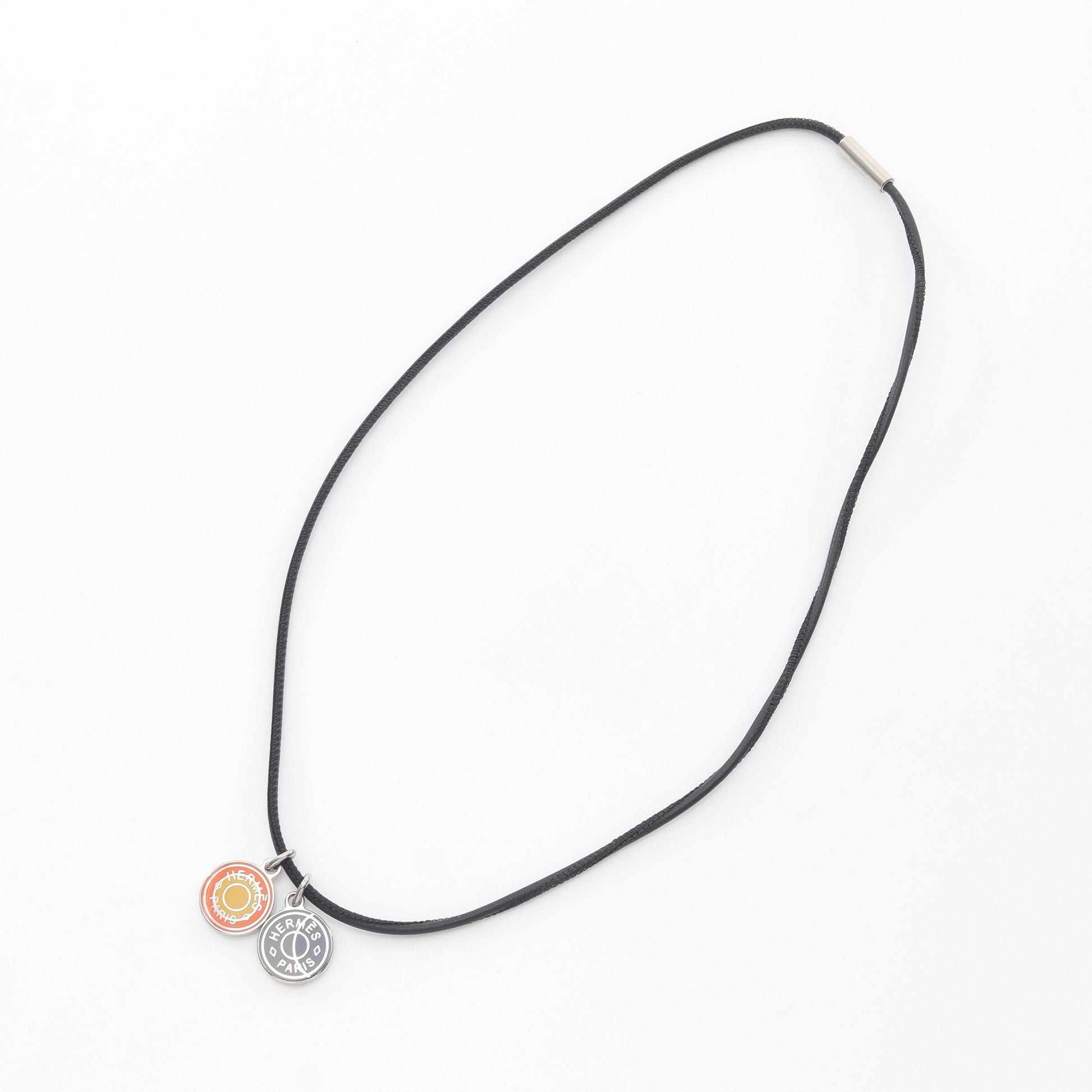 エクリプス ネックレス レザー ブラック シルバー エルメス アクセサリー HERMES