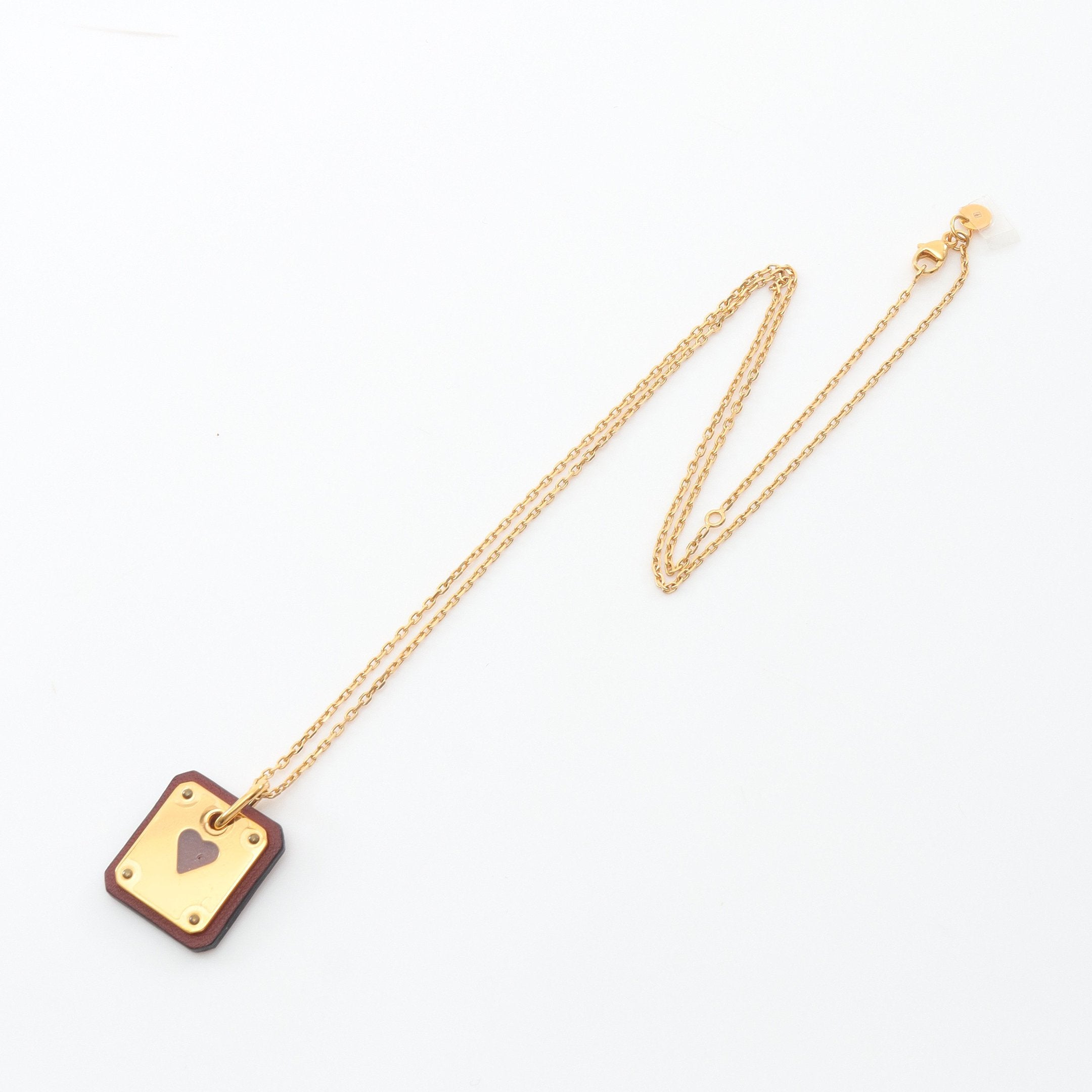 HERMES ネックレス ゴールド アスドゥクール PM ネックレス GP ヴォースイフト ゴールド ブラウン Z