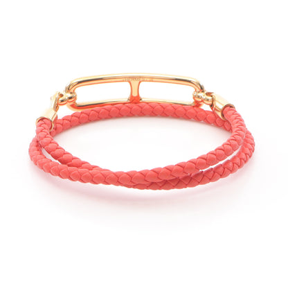 ルリドゥブルトゥール ブレスレット GP レザー ゴールド ピンク エルメス アクセサリー HERMES