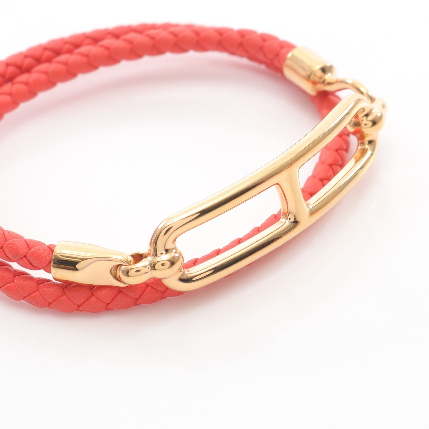 ルリドゥブルトゥール ブレスレット GP レザー ゴールド ピンク エルメス アクセサリー HERMES