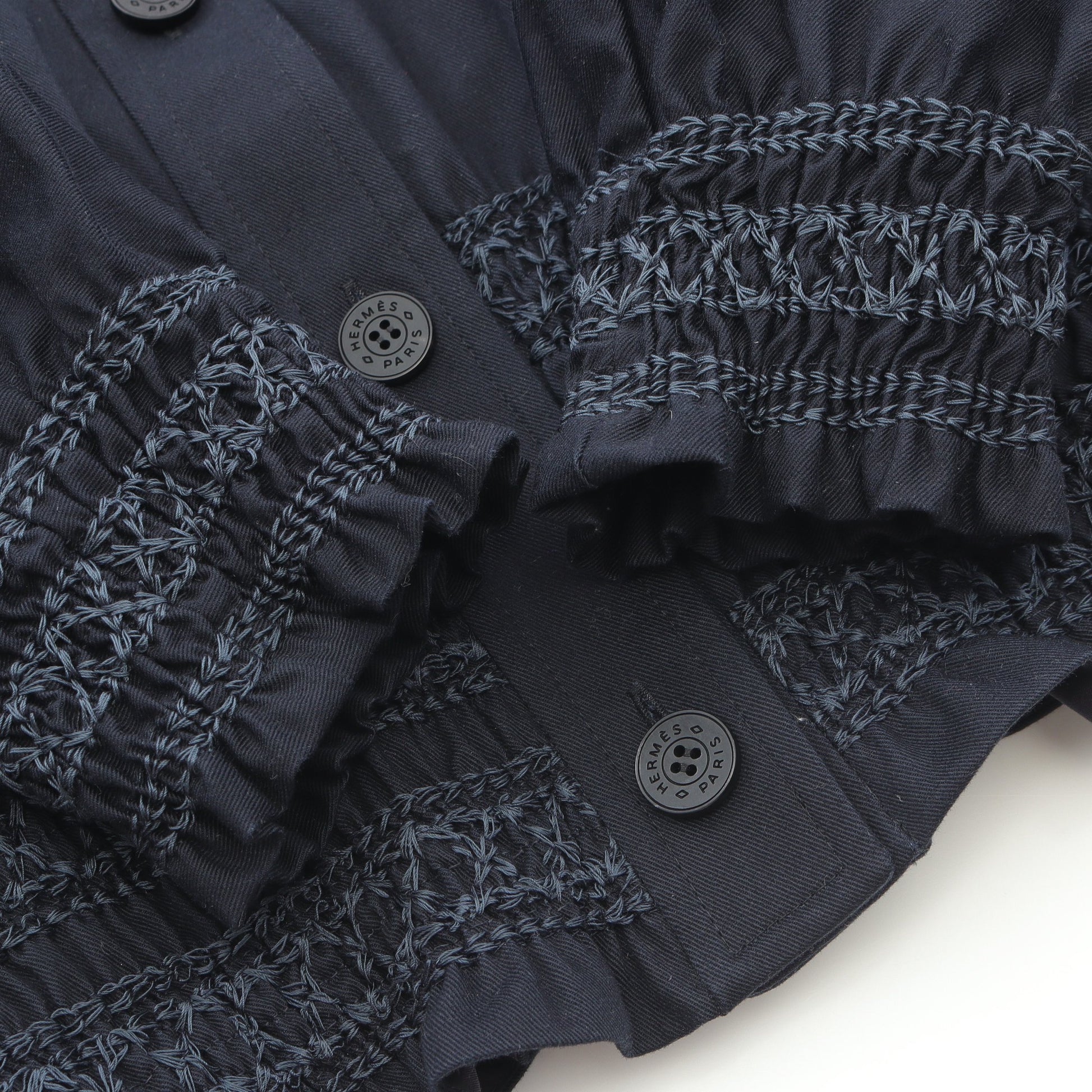 Veste taille brodee a smocks テール ブロデ ア スモック ジャケット コットン ダークネイビー 25SS エルメス アウター HERMES
