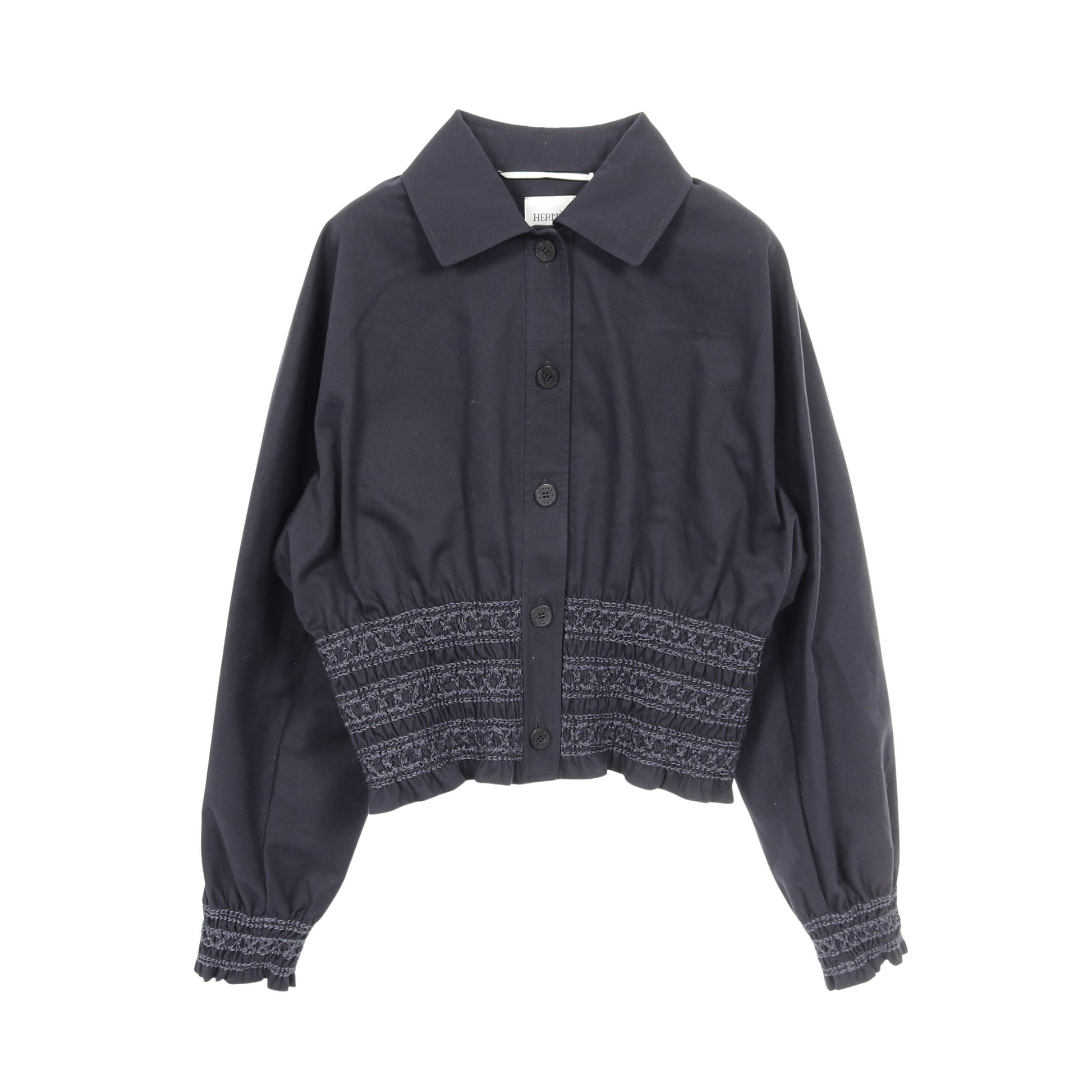 Veste taille brodee a smocks テール ブロデ ア スモック ジャケット コットン ダークネイビー 25SS エルメス アウター HERMES