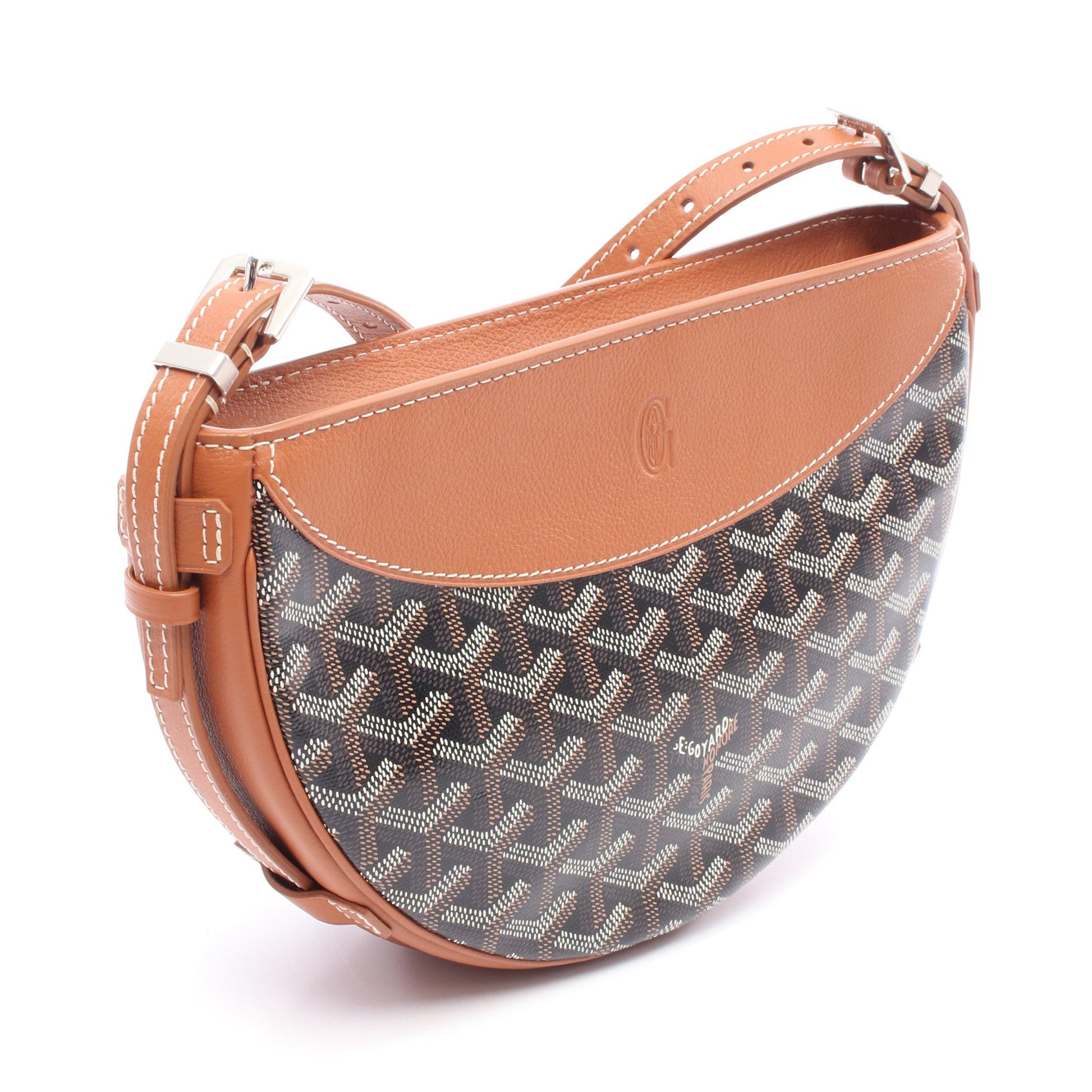 ヒロンデル ショルダーバッグ コーティングキャンバス レザー ブラウン ブラック ゴヤール バッグ GOYARD