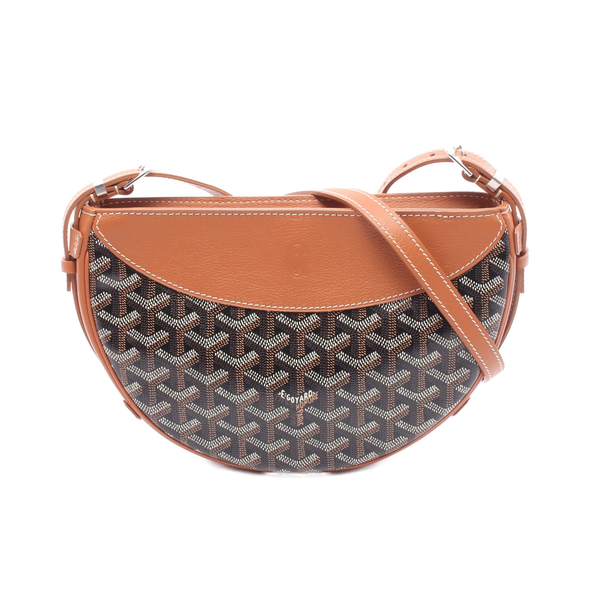 ヒロンデル ショルダーバッグ コーティングキャンバス レザー ブラウン ブラック ゴヤール バッグ GOYARD