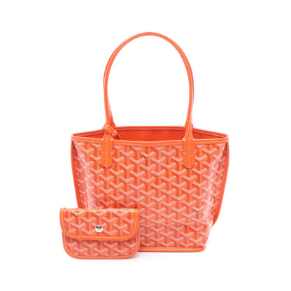 アンジュ ミニポーチ ハンドバッグ コーティングキャンバス レザー オレンジ ゴヤール バッグ GOYARD