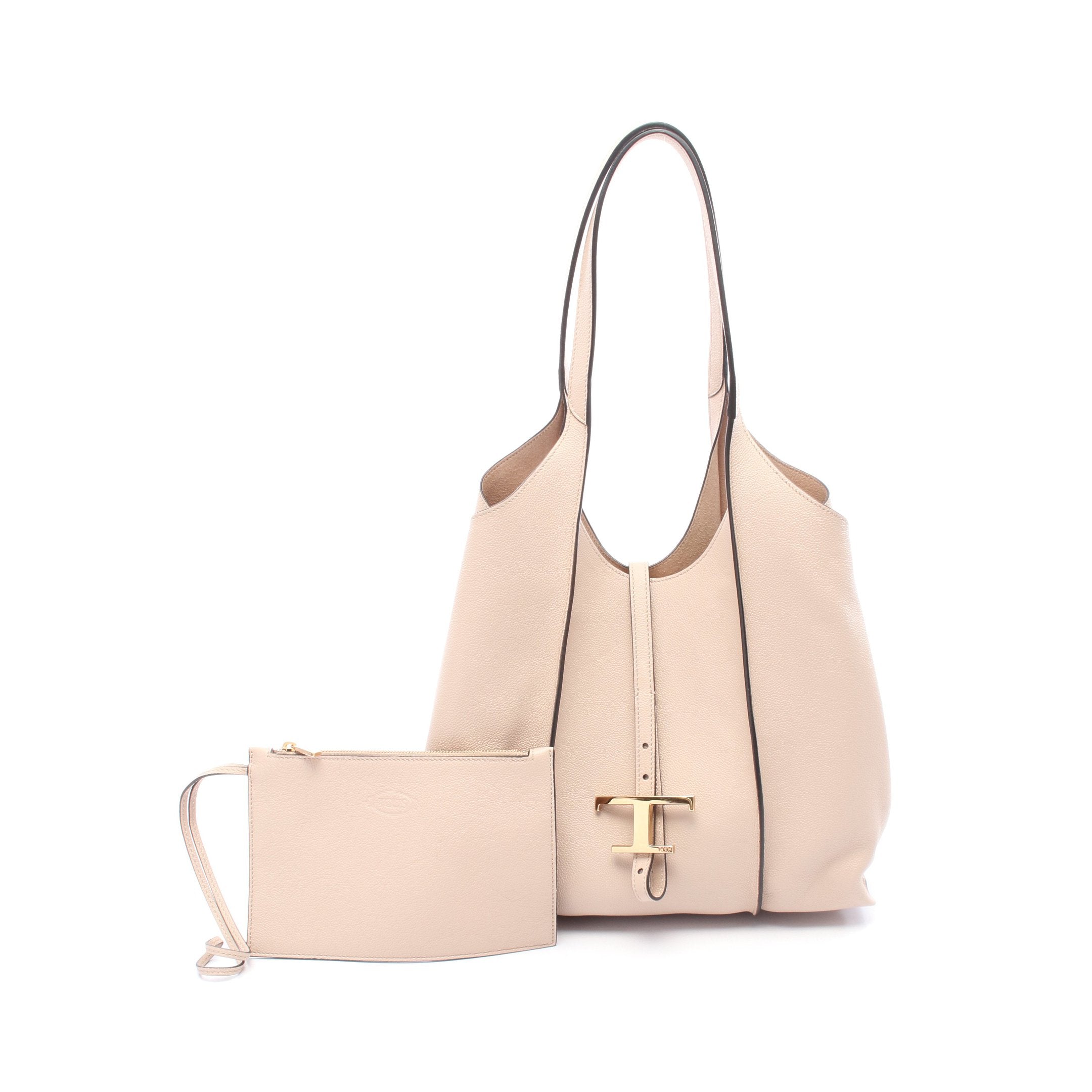 【美品】トッズ Tタイムレス レザー トートバッグ ベージュ トッズ/トートバッグ/Tタイムレス ショッピング バッグ スモール