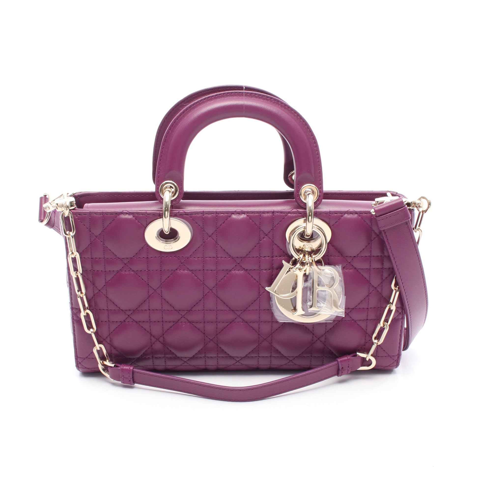 Lady D-Joy ミディアム カナージュ ハンドバッグ レザー パープル 3WAY クリスチャンディオール バッグ Christian Dior