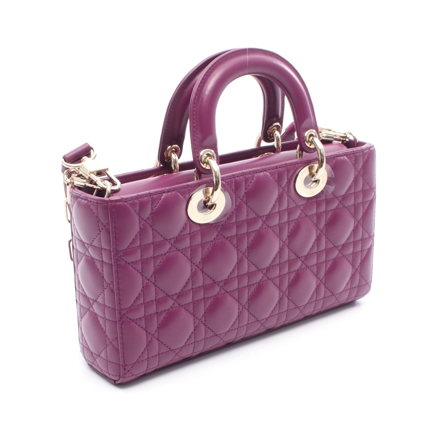 Lady D-Joy ミディアム カナージュ ハンドバッグ レザー パープル 3WAY クリスチャンディオール バッグ Christian Dior