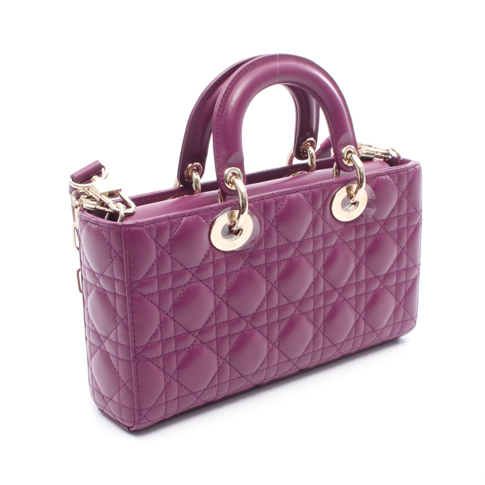Lady D-Joy ミディアム カナージュ ハンドバッグ レザー パープル 3WAY クリスチャンディオール バッグ Christian Dior