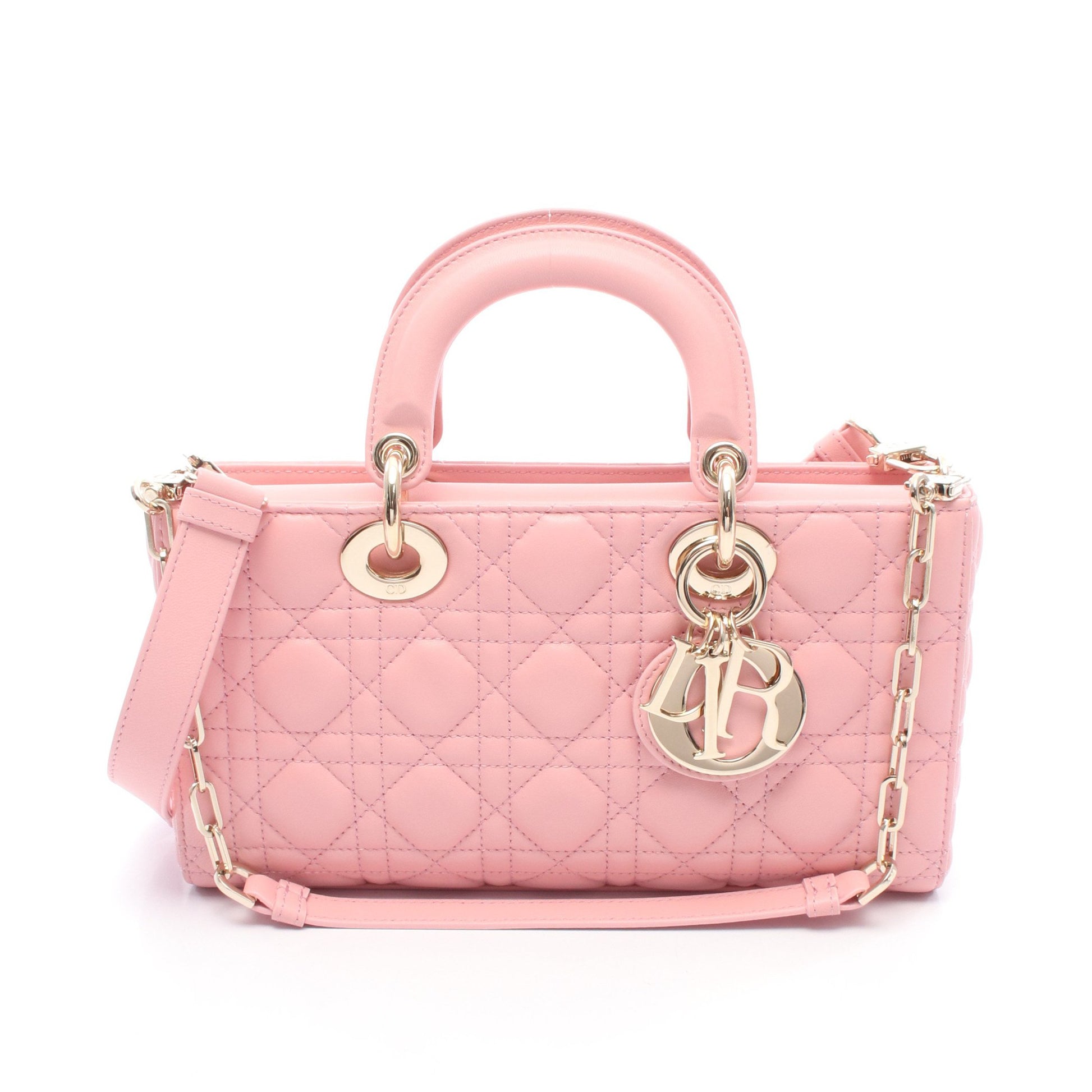 Lady D-Joy ミディアム カナージュ ハンドバッグ レザー ピンク 3WAY クリスチャンディオール バッグ Christian Dior