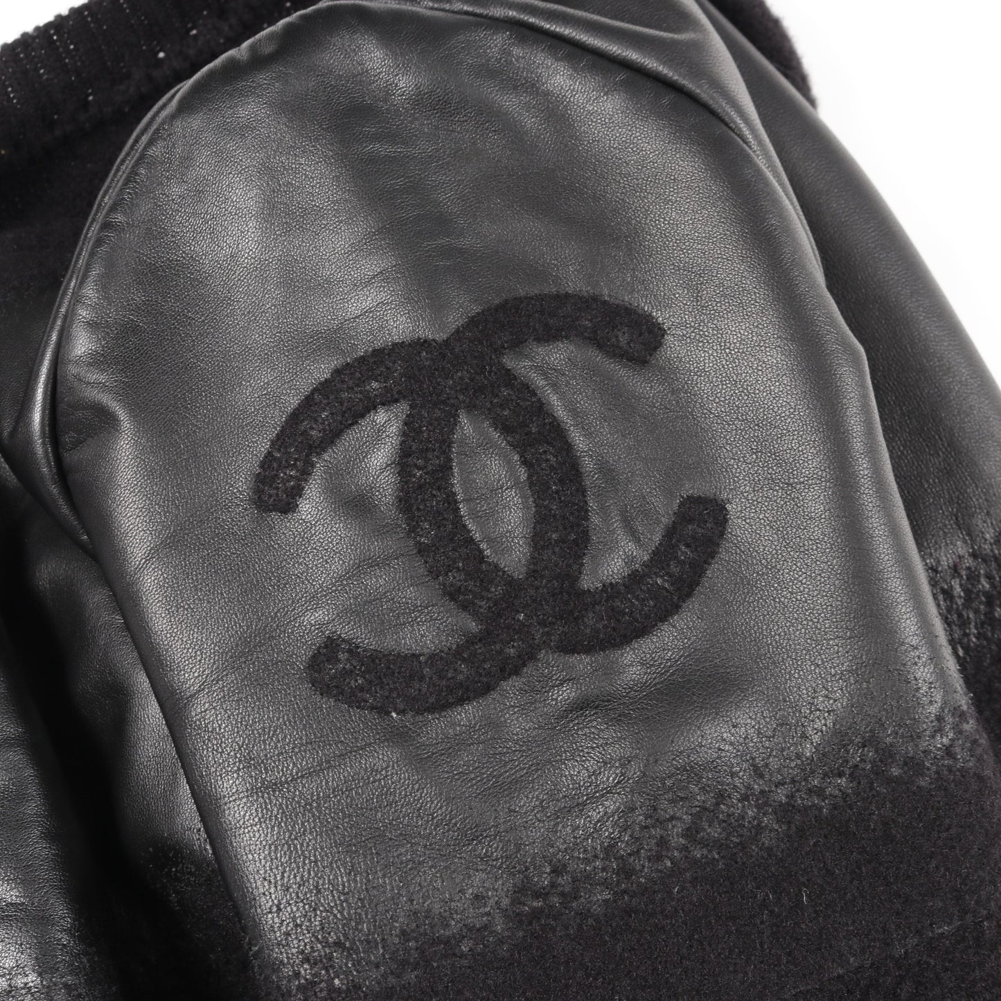 ココマーク ロング ジャケット 切替 ウール ラムスキン ブラック ニット シャネル アウター CHANEL