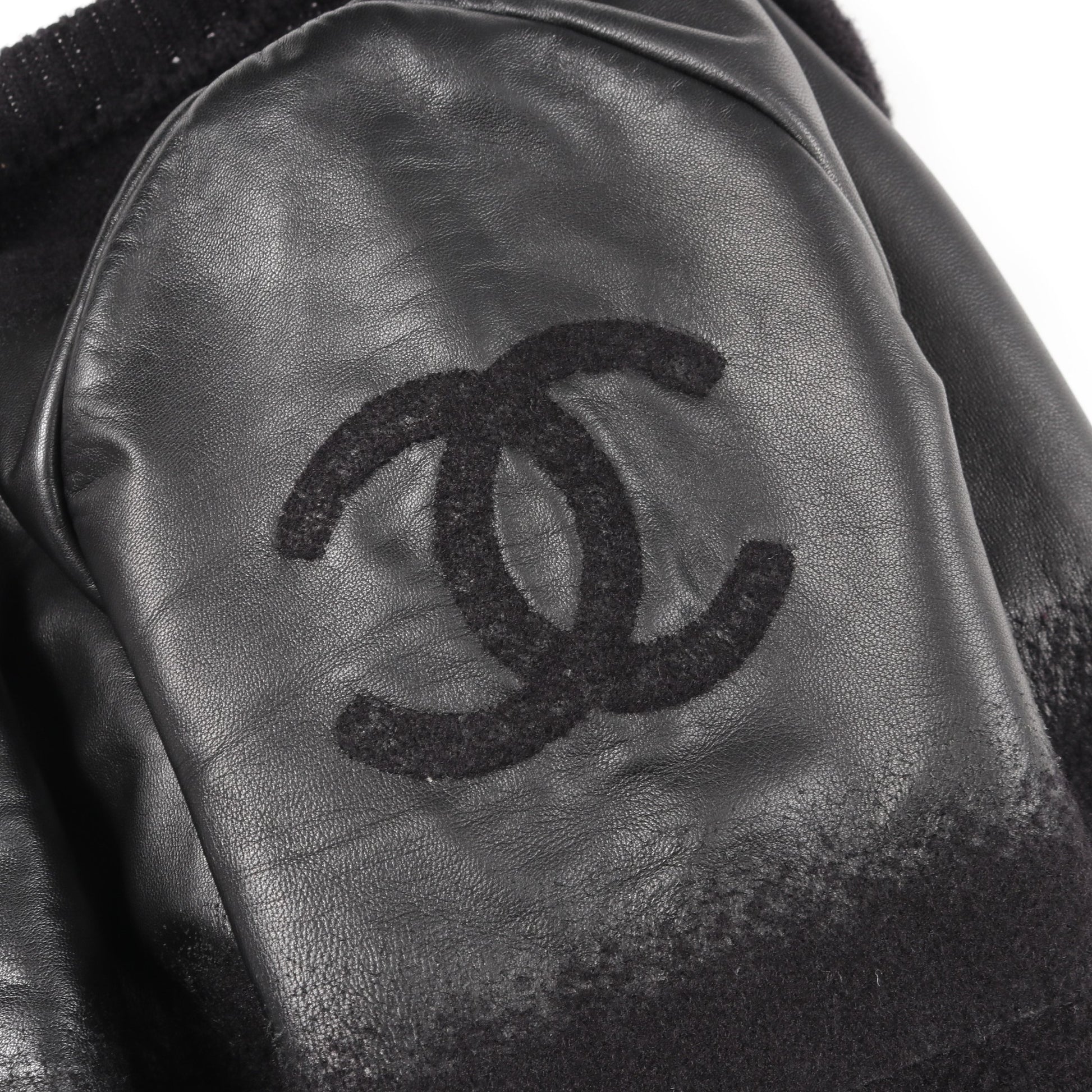 ココマーク ロング ジャケット 切替 ウール ラムスキン ブラック ニット シャネル アウター CHANEL