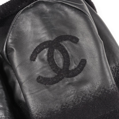 ココマーク ロング ジャケット 切替 ウール ラムスキン ブラック ニット シャネル アウター CHANEL