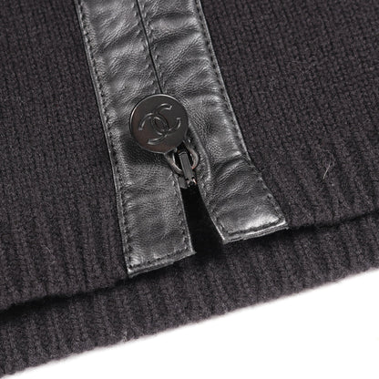 ココマーク ロング ジャケット 切替 ウール ラムスキン ブラック ニット シャネル アウター CHANEL