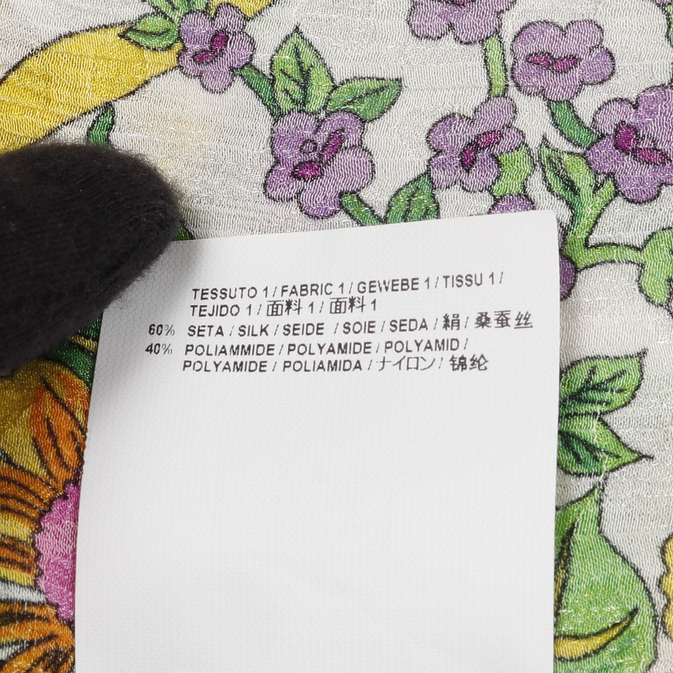 カットソー 花柄 シルク ナイロン ホワイト マルチカラー バレンシアガ