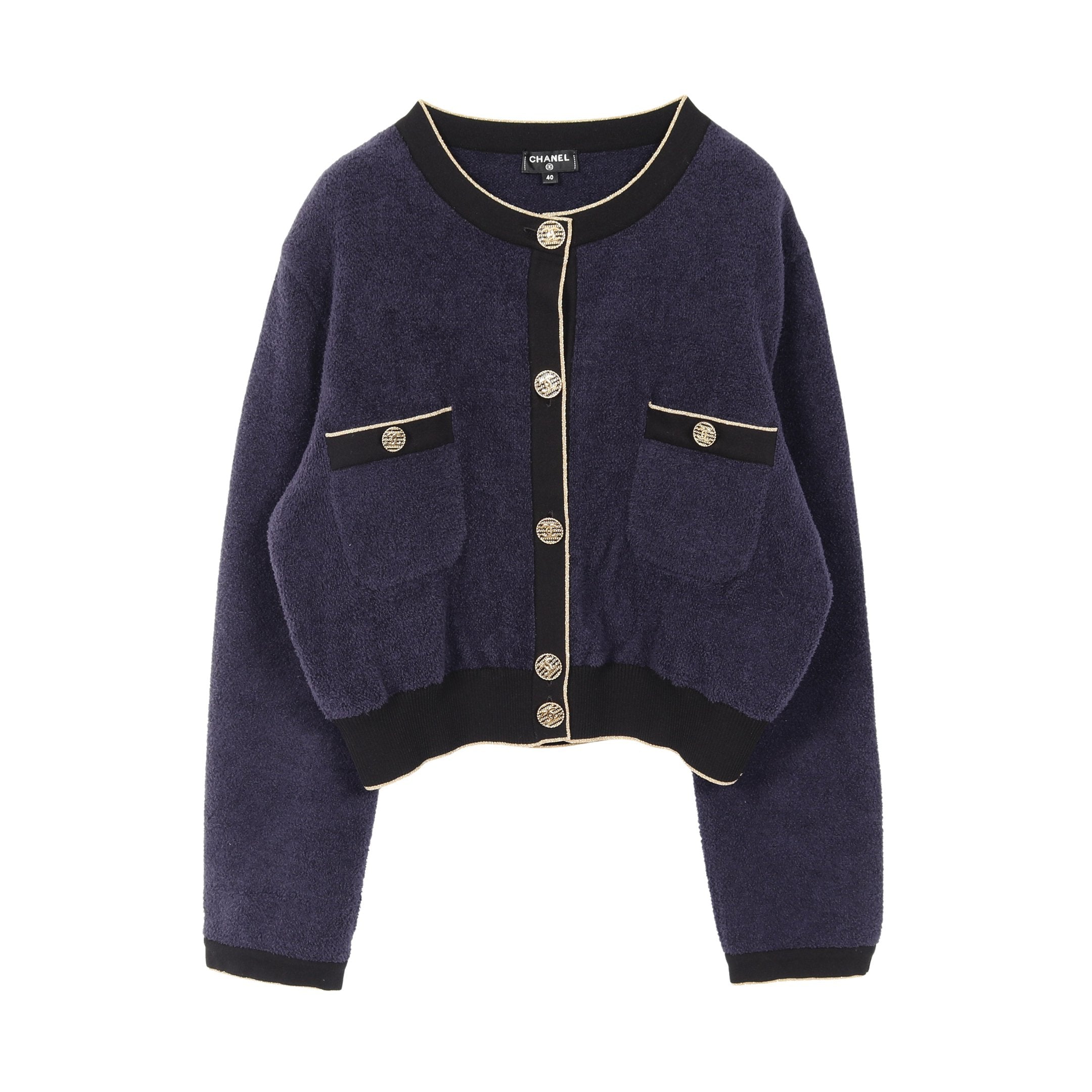 シャネル ココボタン 23A コットン デニムジャケット ブルー シャネル