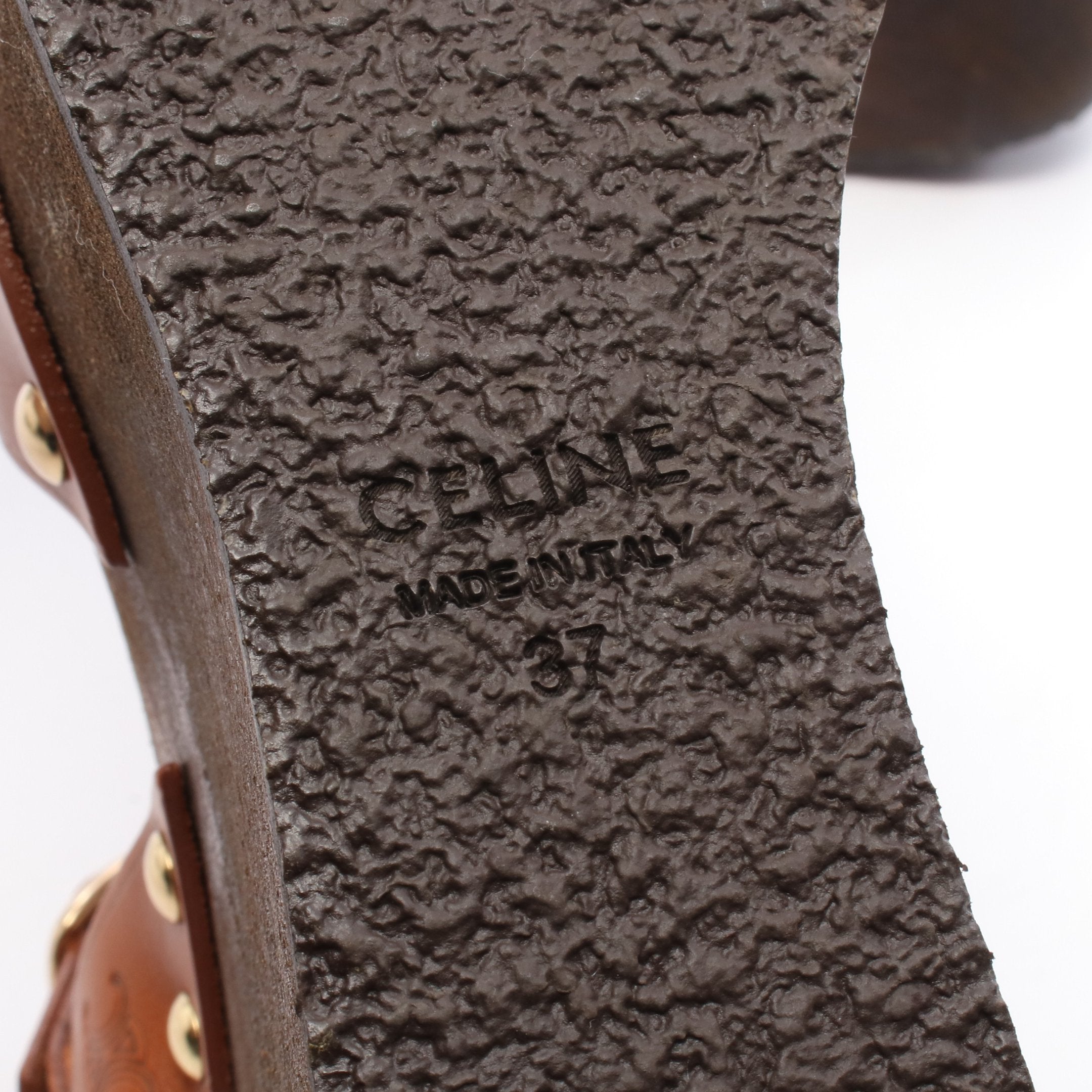 トリオンフ サンダル レザー ブラウン ウェッジソール セリーヌ