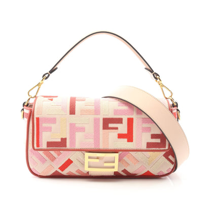 マンマバケット ズッカ ハンドバッグ キャンバス レザー ライトベージュ レッドブラウン マルチカラー 2WAY フェンディ バッグ FENDI