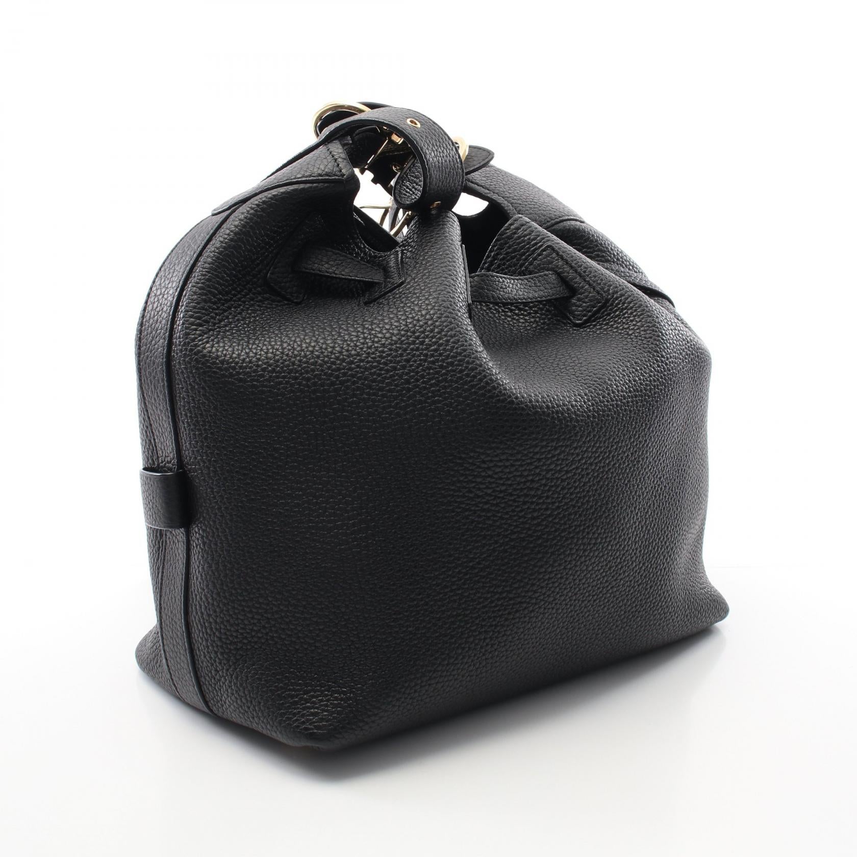 ガンチーニ ショルダーバッグ レザー ブラック 巾着 サルヴァトーレ