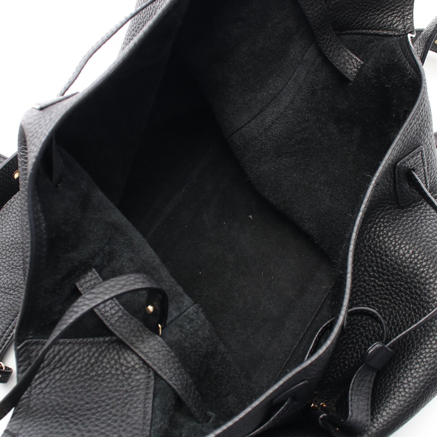 ガンチーニ ショルダーバッグ レザー ブラック 巾着 サルヴァトーレ