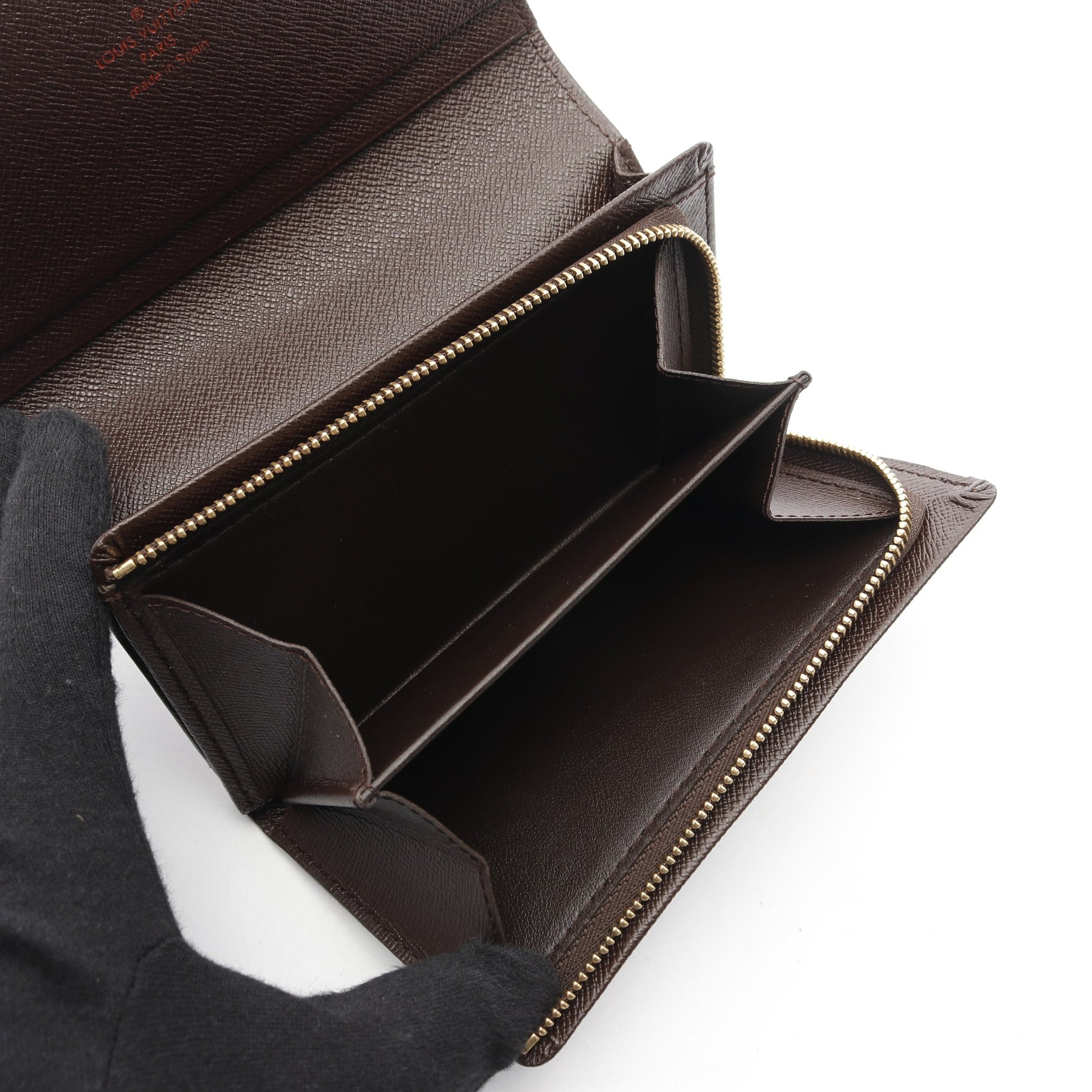 ポルト モネ ビエ トレゾール ダミエエベヌ 二つ折り財布 PVC レザー  