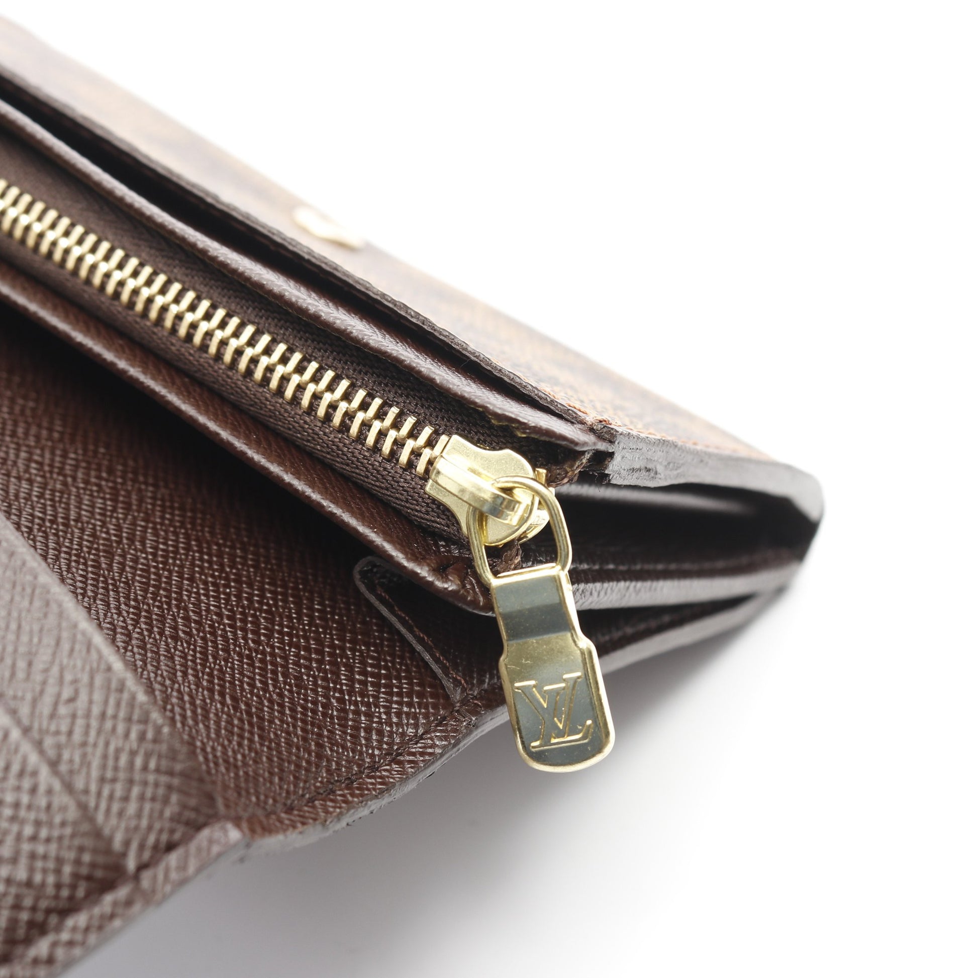 ポルト モネ ビエ トレゾール ダミエエベヌ 二つ折り財布 PVC レザー  