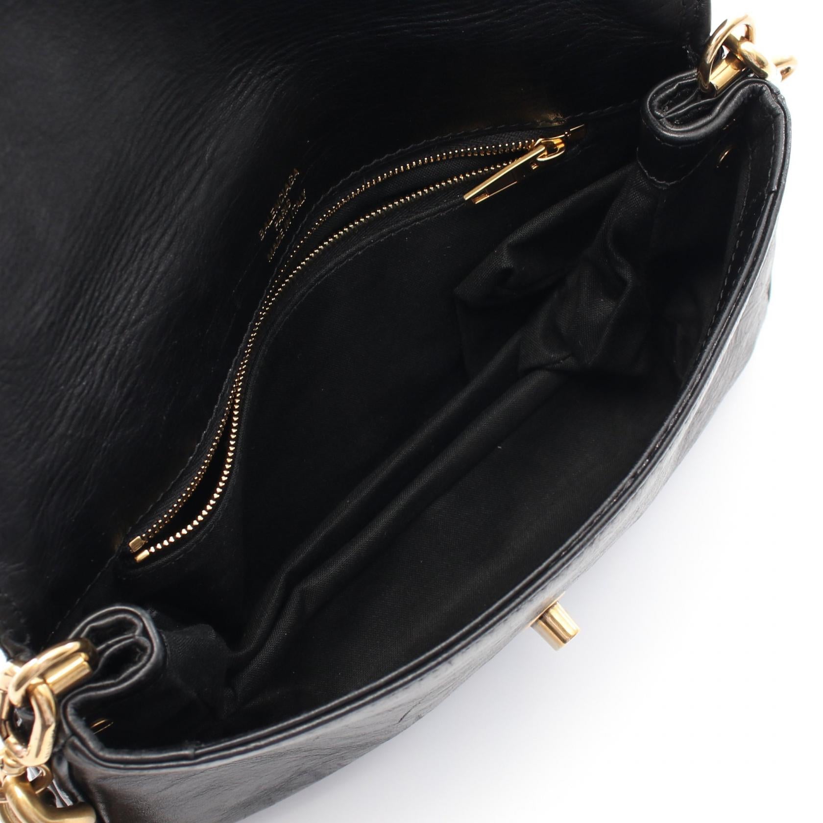 BB SOFT スモール チェーンショルダーバッグ レザー ブラック 2WAY