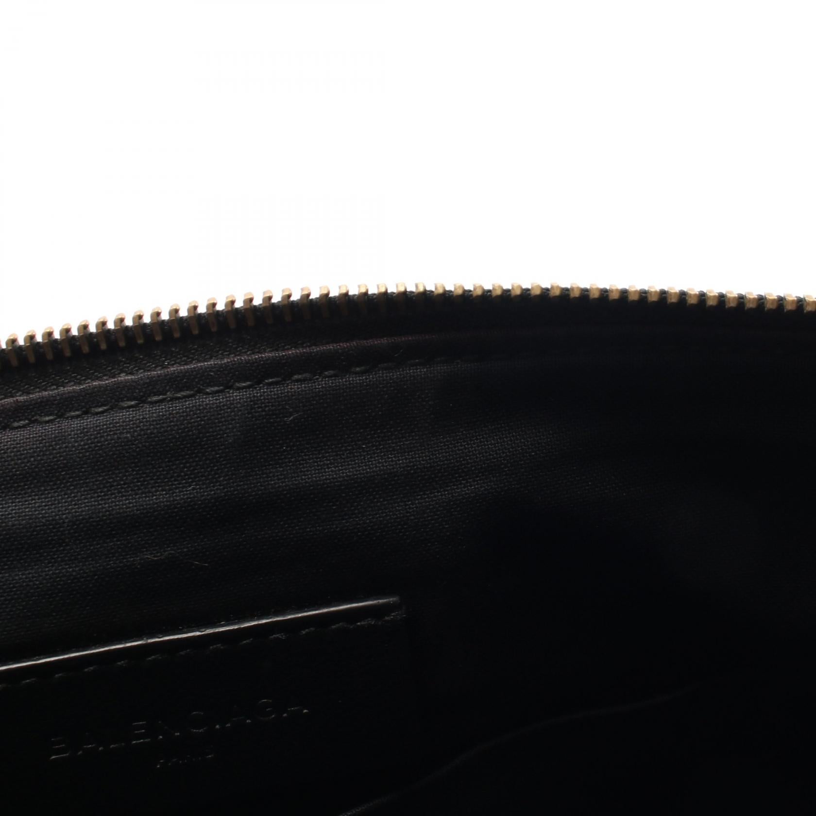 ロゴプリント クラシックポーチ クラッチバッグ レザー ブラック バレンシアガ バッグ BALENCIAGA