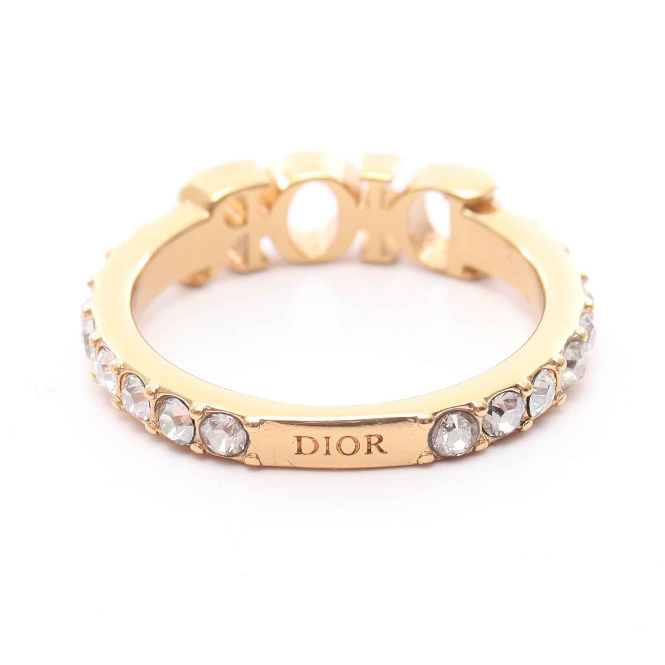 Dior GP ラインストーン ディオレボリューション ロゴ リング ディオール Diorロゴ リング M GP×ラインストーン ゴールド
