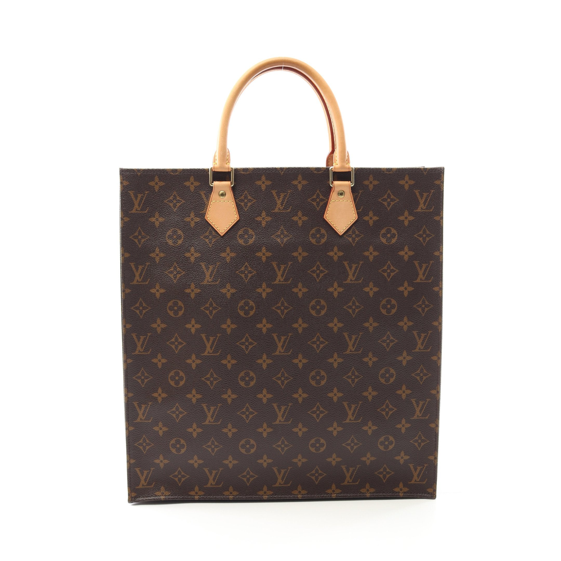鑑定済】ルイヴィトンモノグラムサックプラトートバッグハンドバッグ茶色