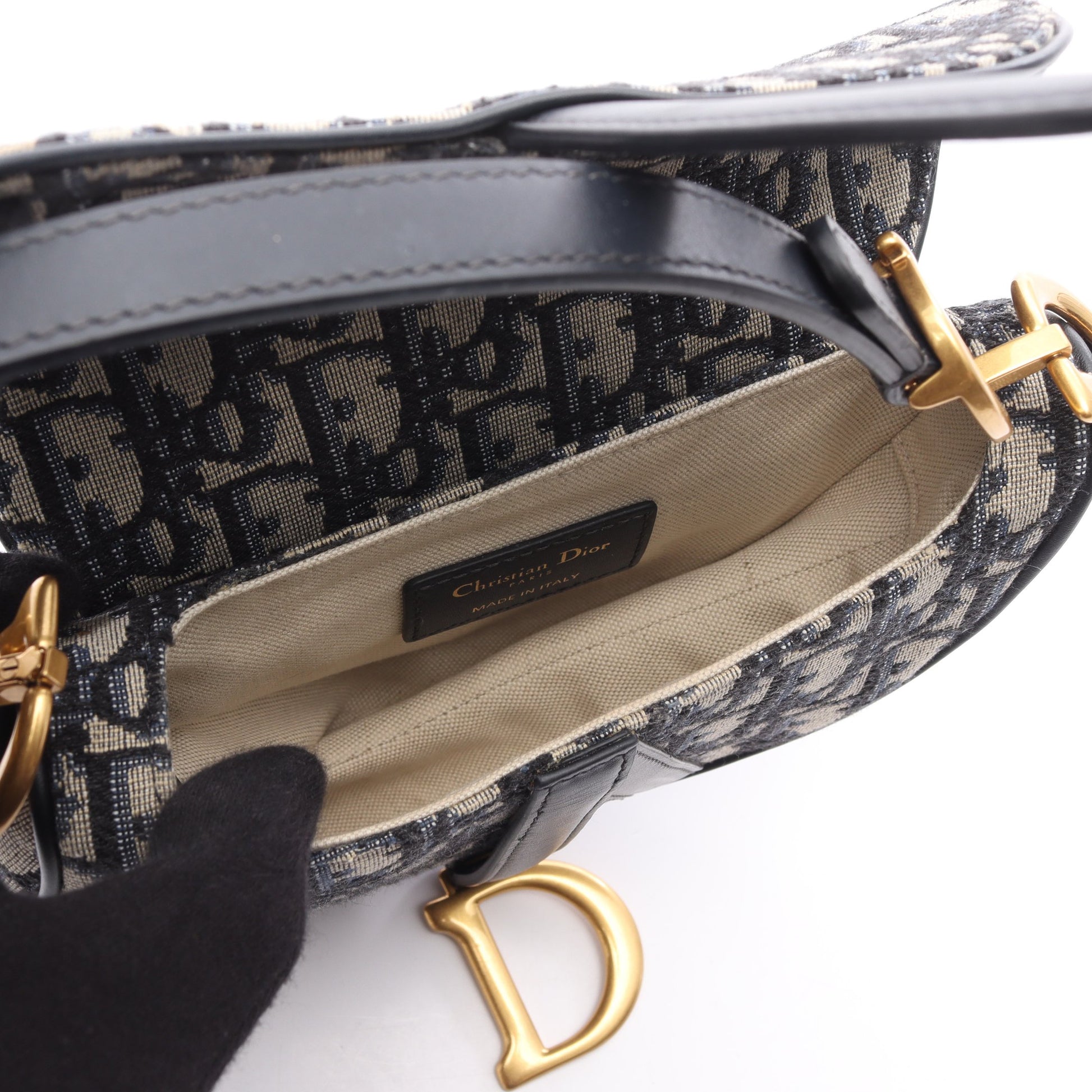 SADDLE サドル オブリーク ハンドバッグ キャンバス レザー ネイビー ベージュ クリスチャンディオール バッグ Christian Dior