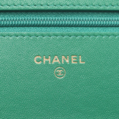 19 ディズヌフ マトラッセ チェーンウォレット ラムスキン グリーン コンビ金具 2WAY シャネル バッグ CHANEL