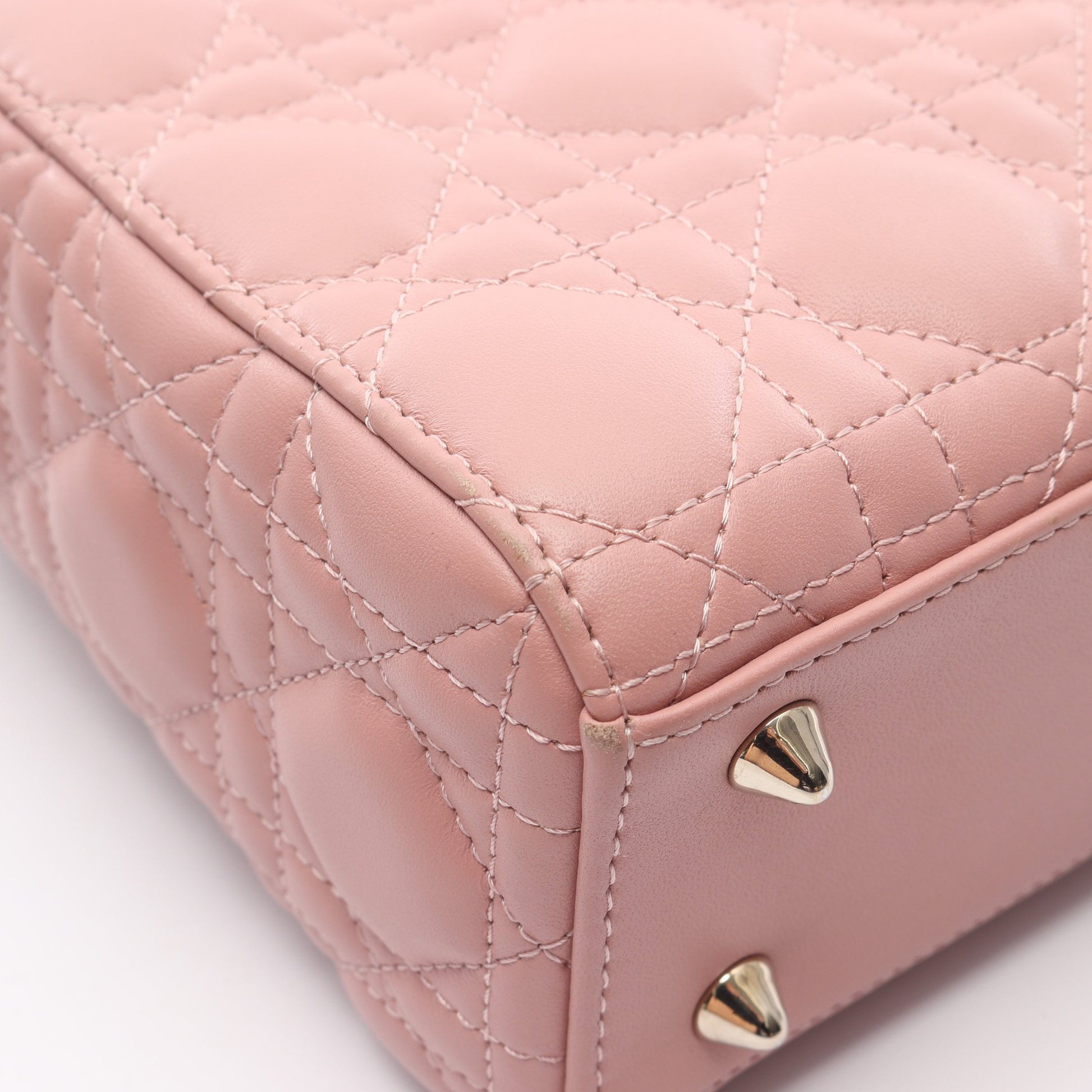 LADY DIOR MY ABCDIOR レディディオール スモール カナージュ ハンドバッグ ラムスキン ピンク 2WAY クリスチャンディオール バッグ Christian Dior
