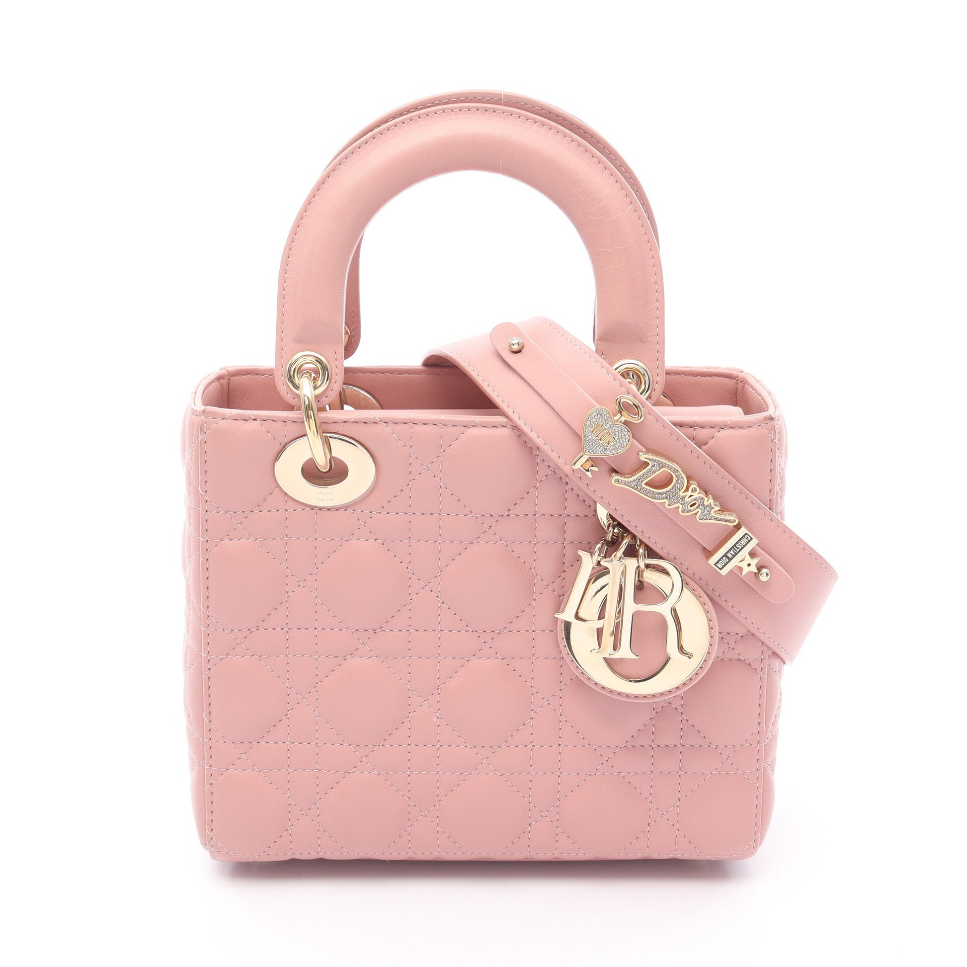 LADY DIOR MY ABCDIOR レディディオール スモール カナージュ ハンドバッグ ラムスキン ピンク 2WAY クリスチャンディオール バッグ Christian Dior