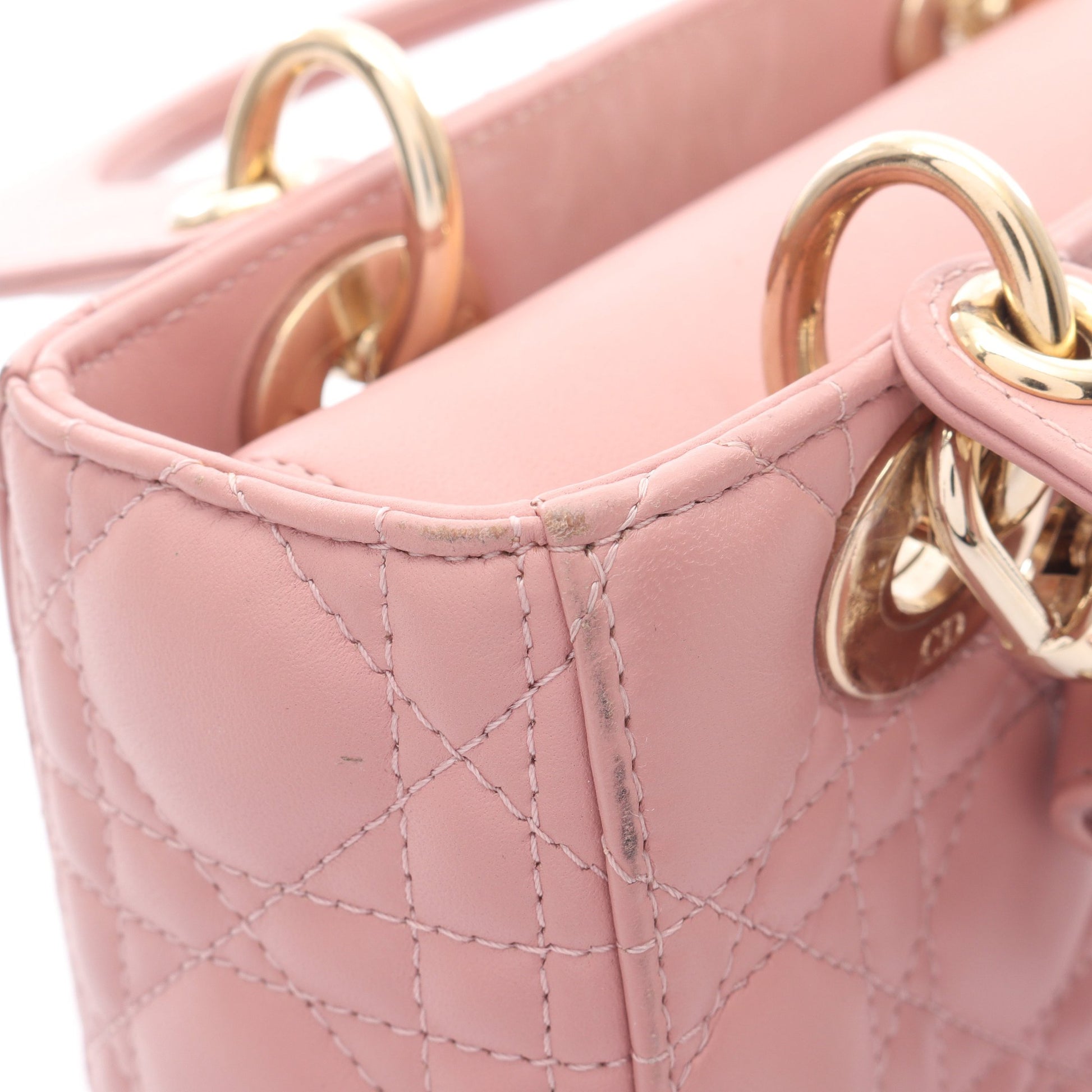 LADY DIOR MY ABCDIOR レディディオール スモール カナージュ ハンドバッグ ラムスキン ピンク 2WAY クリスチャンディオール バッグ Christian Dior