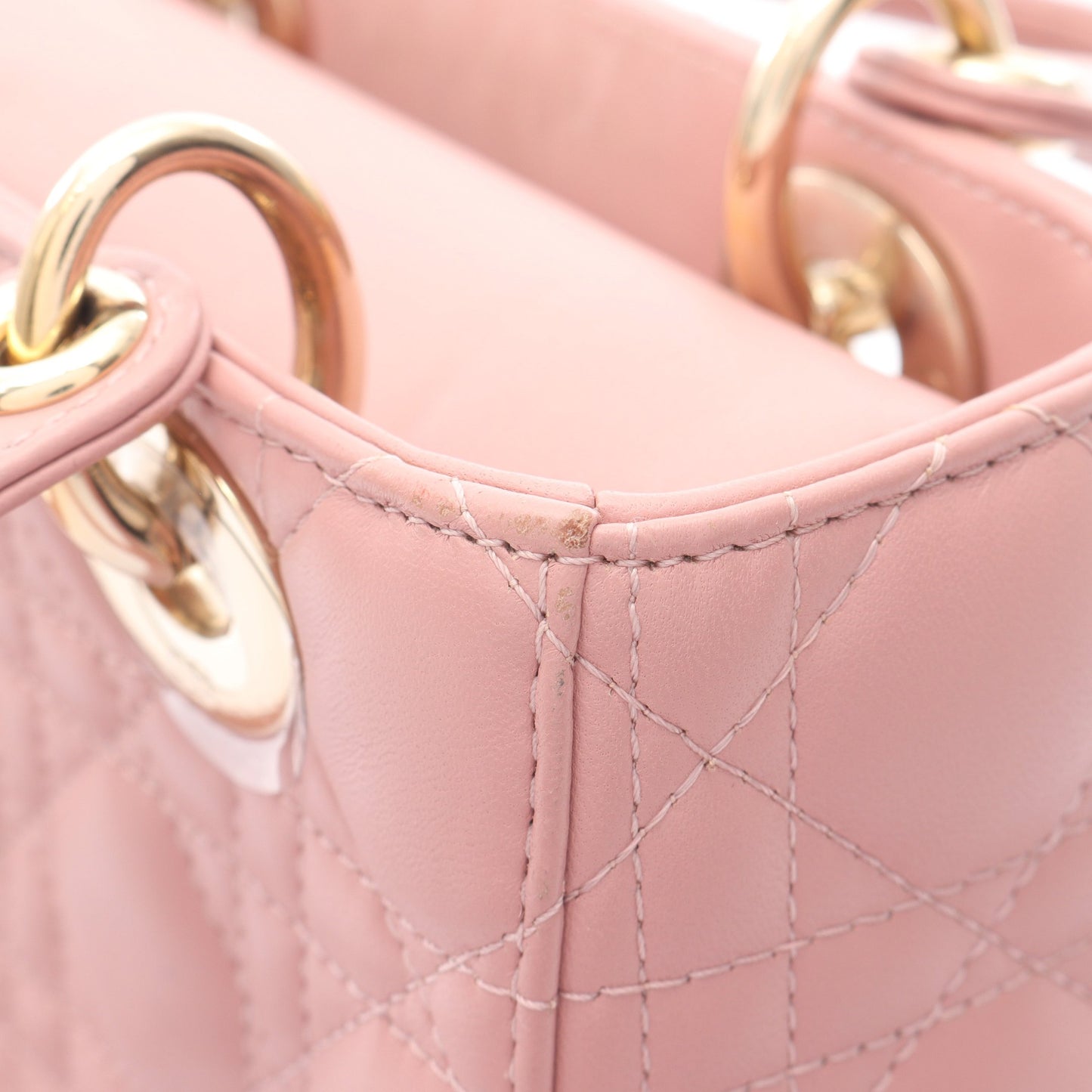 LADY DIOR MY ABCDIOR レディディオール スモール カナージュ ハンドバッグ ラムスキン ピンク 2WAY クリスチャンディオール バッグ Christian Dior