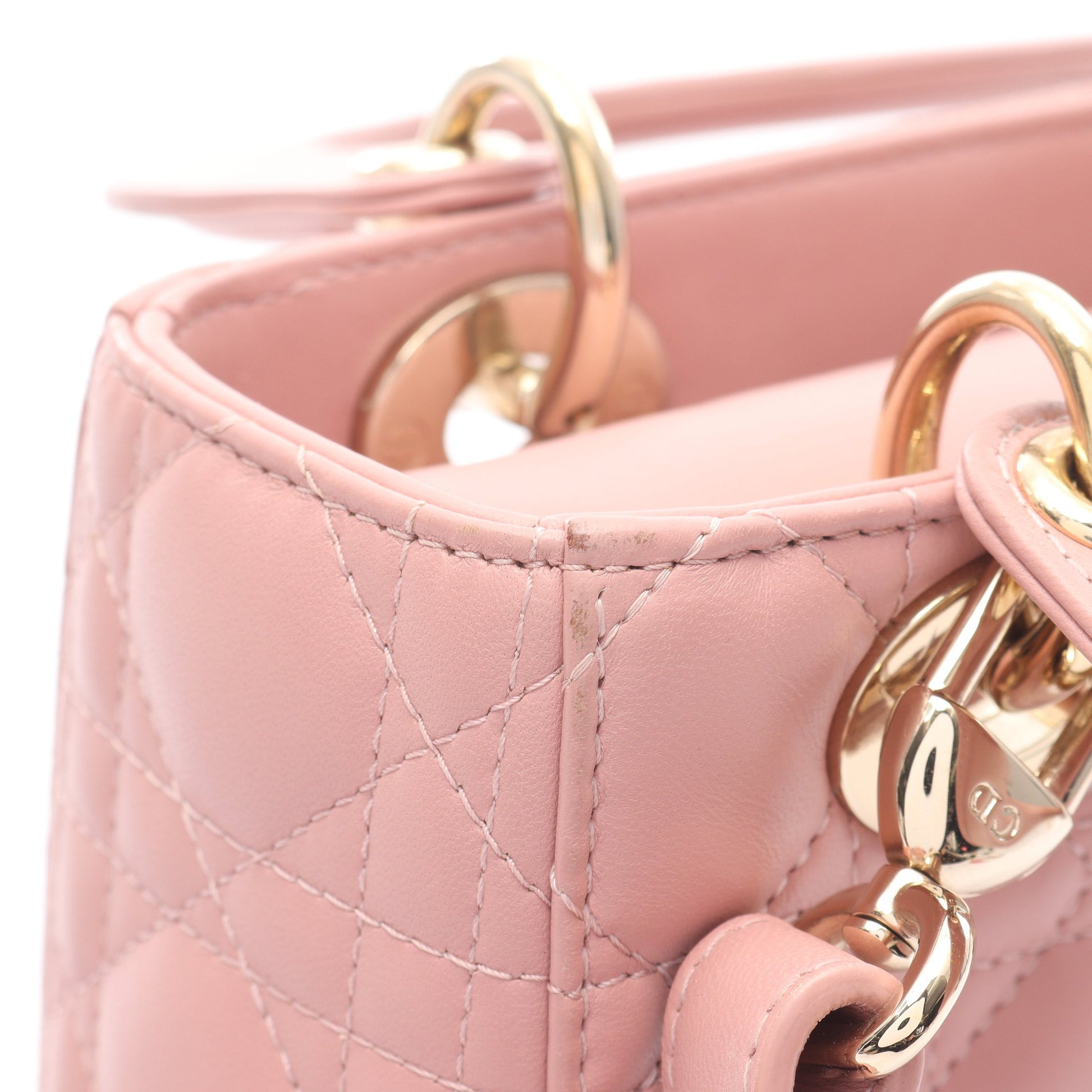 LADY DIOR MY ABCDIOR レディディオール スモール カナージュ ハンドバッグ ラムスキン ピンク 2WAY クリスチャンディオール バッグ Christian Dior