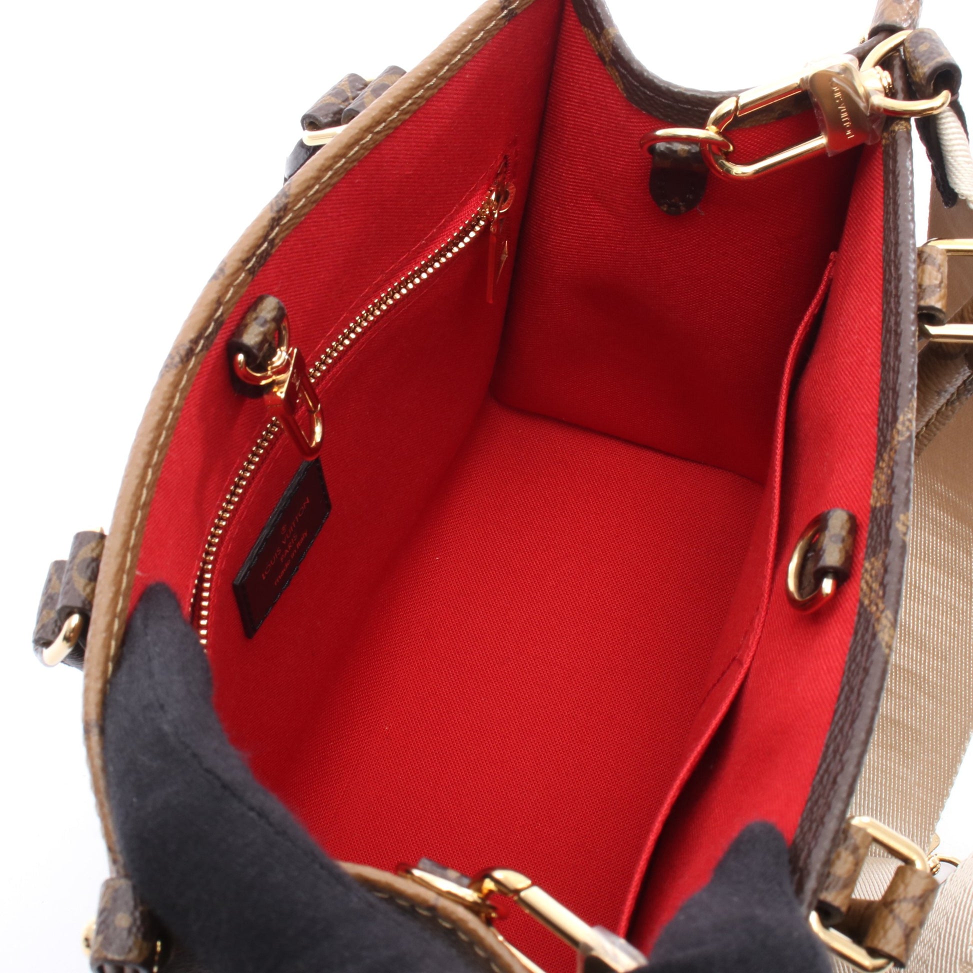 オンザゴーPM モノグラムジャイアント リバース ハンドバッグ PVC ブラウン ベージュ 2WAY ルイヴィトン バッグ LOUIS VUITTON