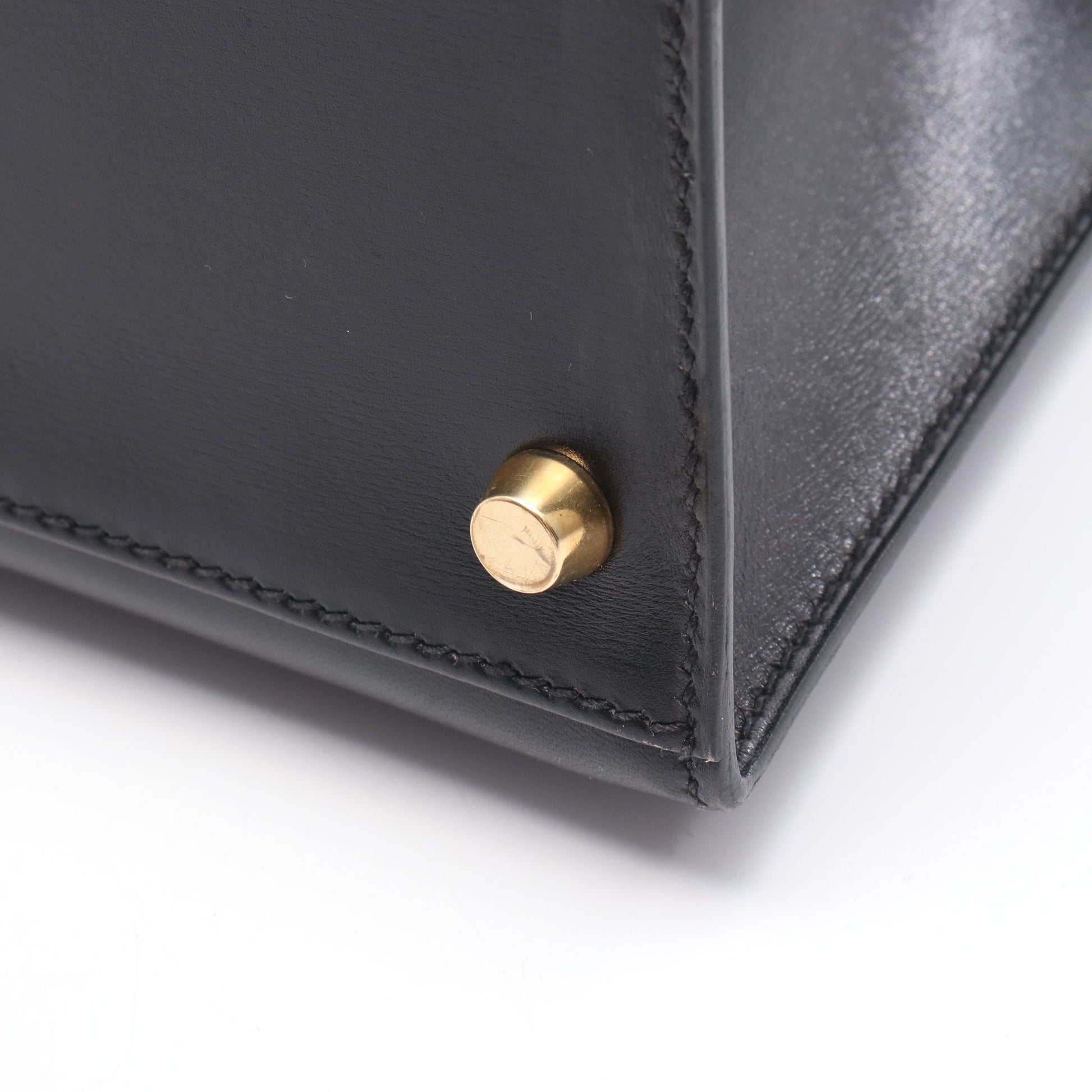 ケリー32 ハンドバッグ ボックスカーフ ブラック ゴールド金具 外縫い 2WAY □D刻印 エルメス バッグ HERMES