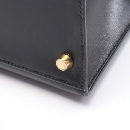 ケリー32 ハンドバッグ ボックスカーフ ブラック ゴールド金具 外縫い 2WAY □D刻印 エルメス バッグ HERMES