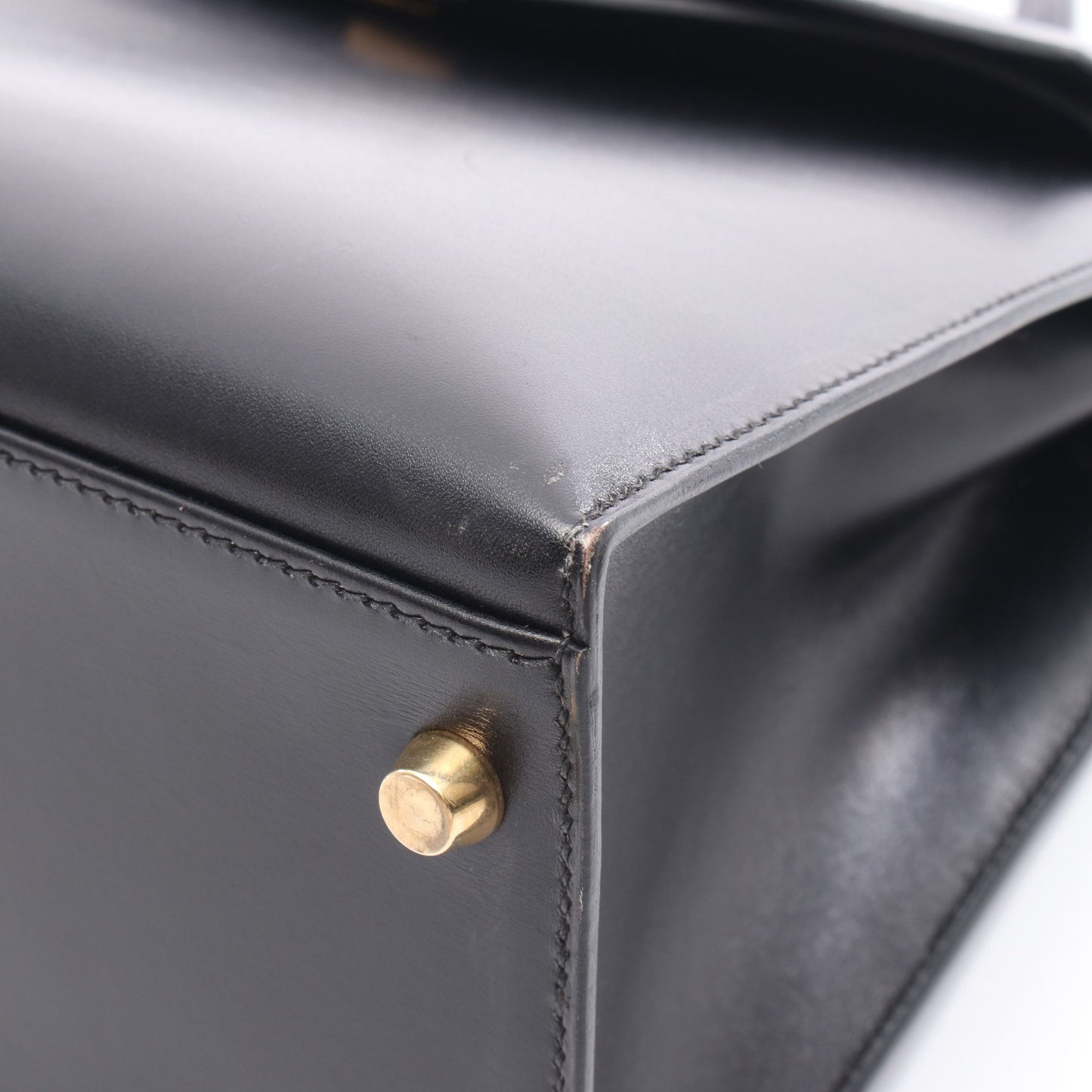 ケリー32 ハンドバッグ ボックスカーフ ブラック ゴールド金具 外縫い 2WAY □D刻印 エルメス バッグ HERMES