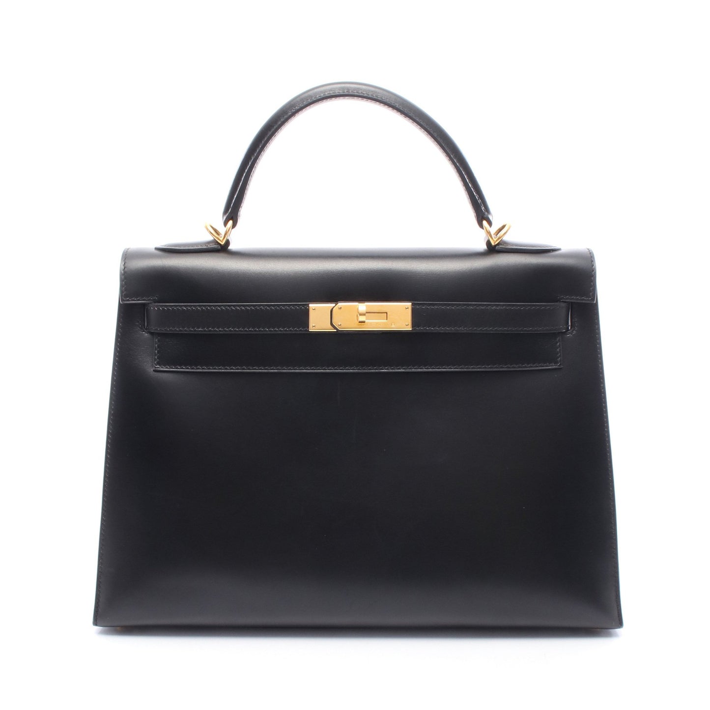 ケリー32 ハンドバッグ ボックスカーフ ブラック ゴールド金具 外縫い 2WAY □D刻印 エルメス バッグ HERMES
