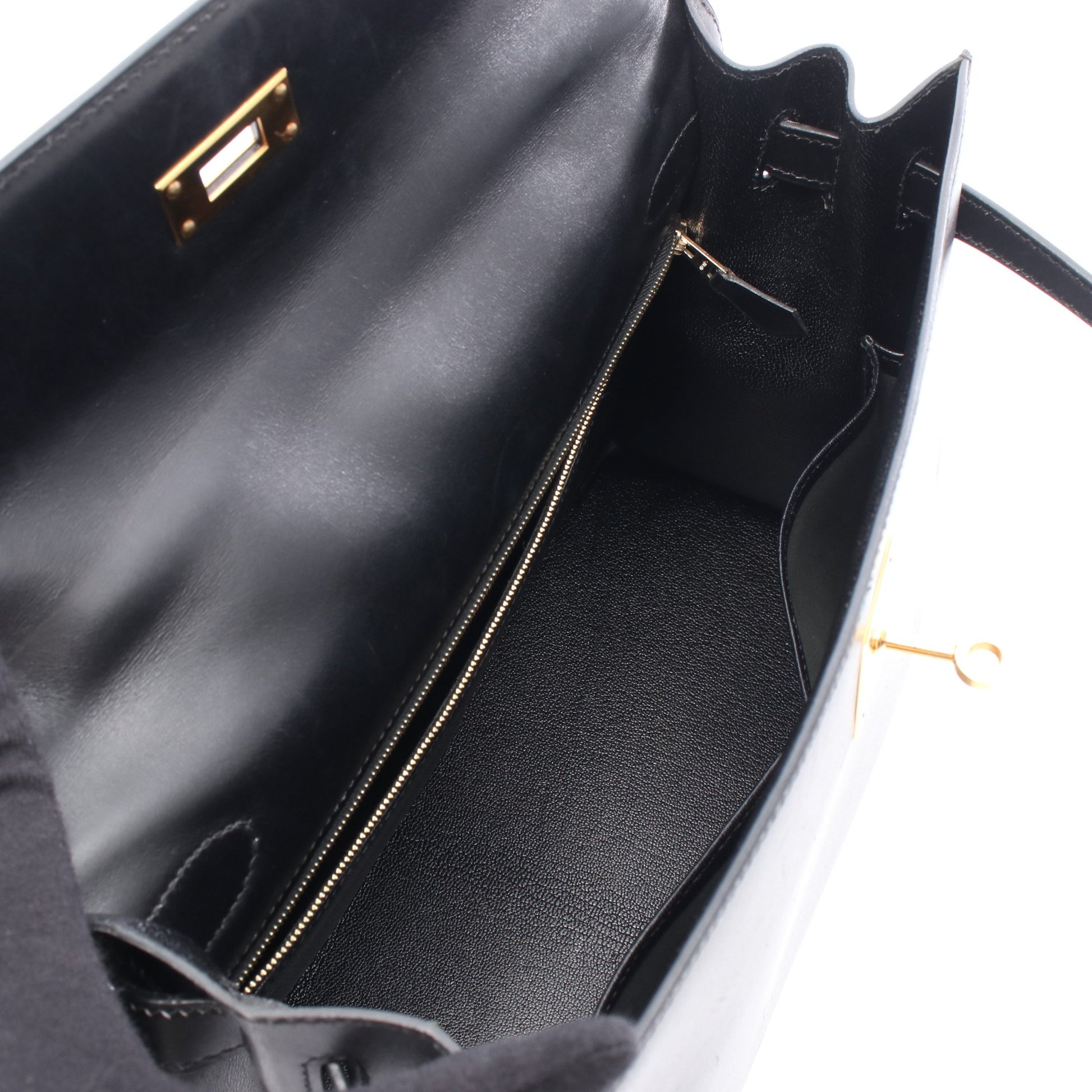 ケリー32 ハンドバッグ ボックスカーフ ブラック ゴールド金具 外縫い 2WAY □D刻印 エルメス バッグ HERMES