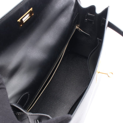 ケリー32 ハンドバッグ ボックスカーフ ブラック ゴールド金具 外縫い 2WAY □D刻印 エルメス バッグ HERMES