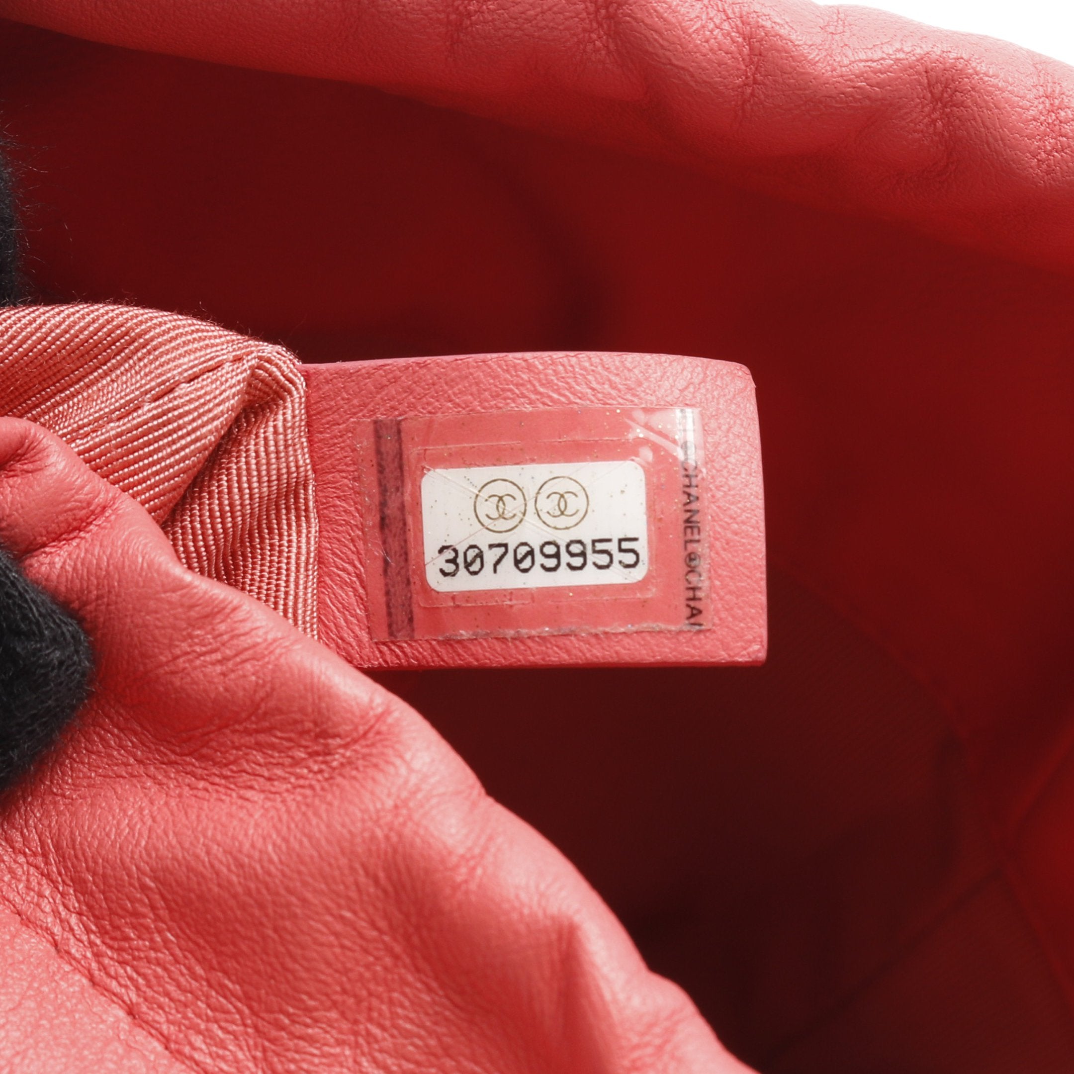 ココマーク 巾着 チェーンショルダーバッグ ラムスキン ピンク