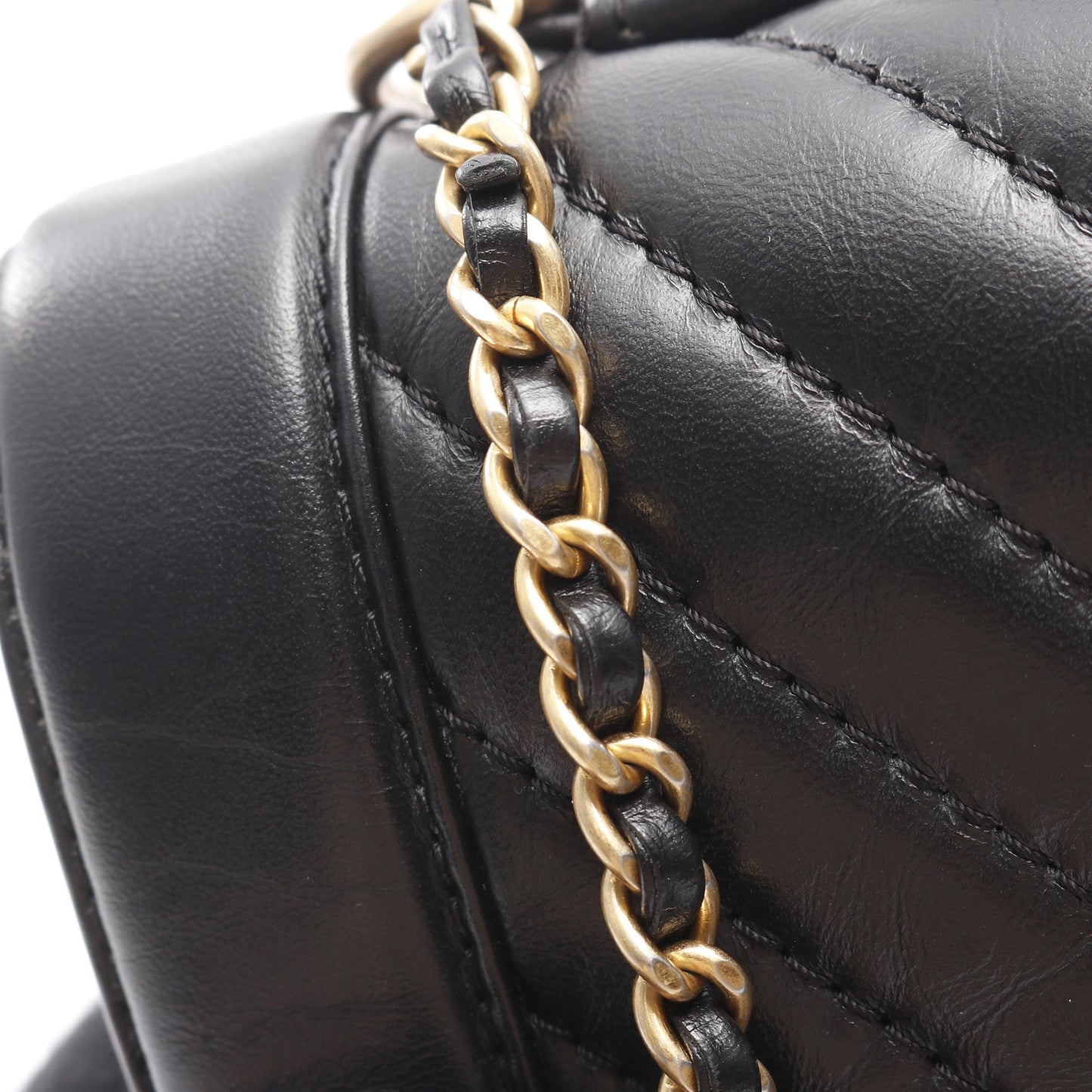 チェーンショルダーバッグ エイジドカーフスキン ブラック ゴールド金具 2WAY シャネル バッグ CHANEL