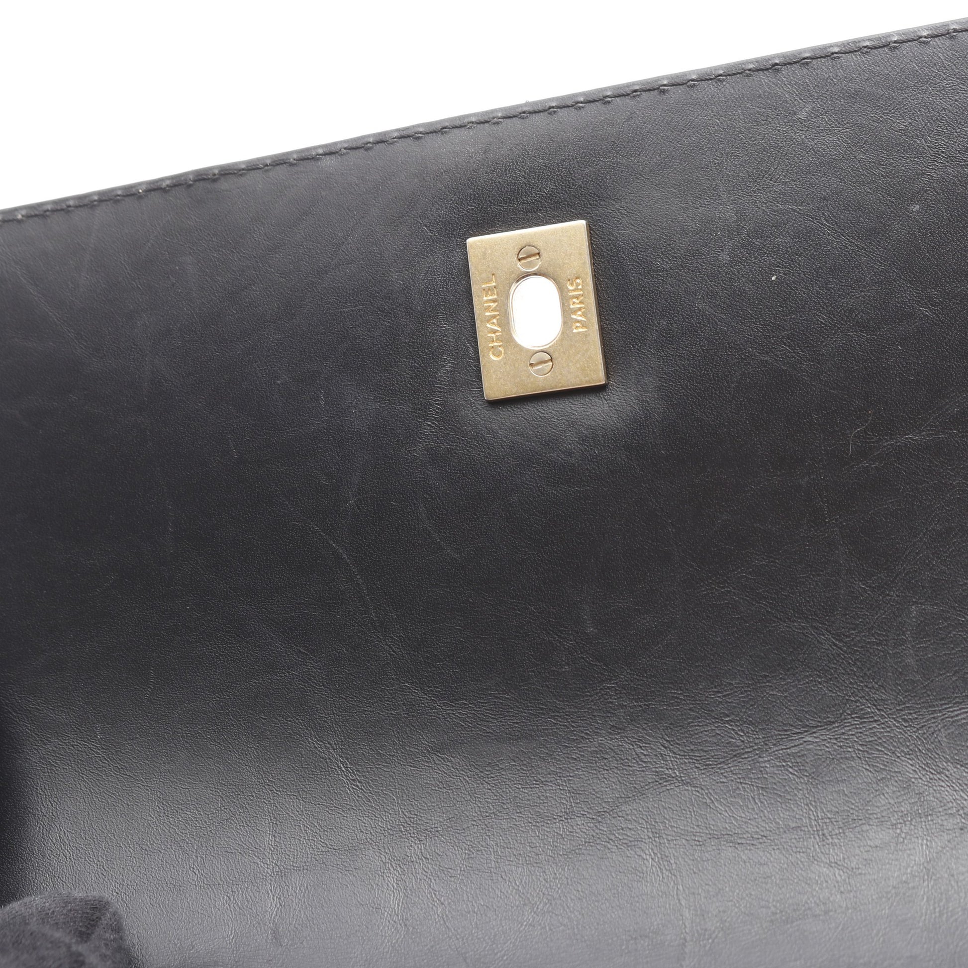 チェーンショルダーバッグ エイジドカーフスキン ブラック ゴールド金具 2WAY シャネル バッグ CHANEL