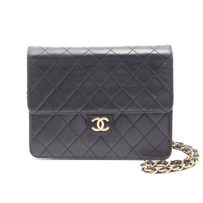 マトラッセ シングルフラップ チェーンショルダーバッグ ラムスキン ブラック ゴールド金具 シャネル バッグ CHANEL