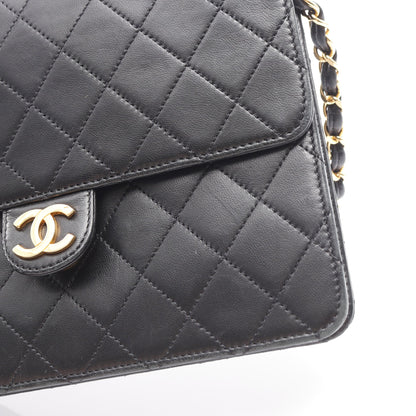 マトラッセ シングルフラップ チェーンショルダーバッグ ラムスキン ブラック ゴールド金具 シャネル バッグ CHANEL